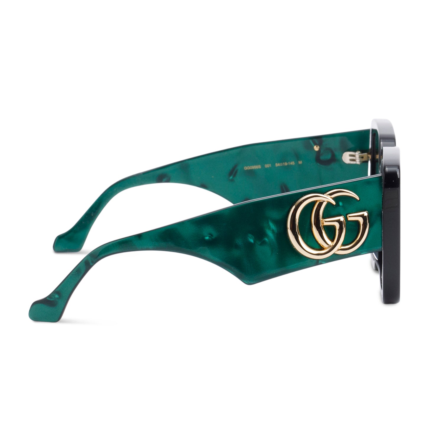 Gucci GG0956S Black/Green Acetate Square Frame Sunglasses w/ Case