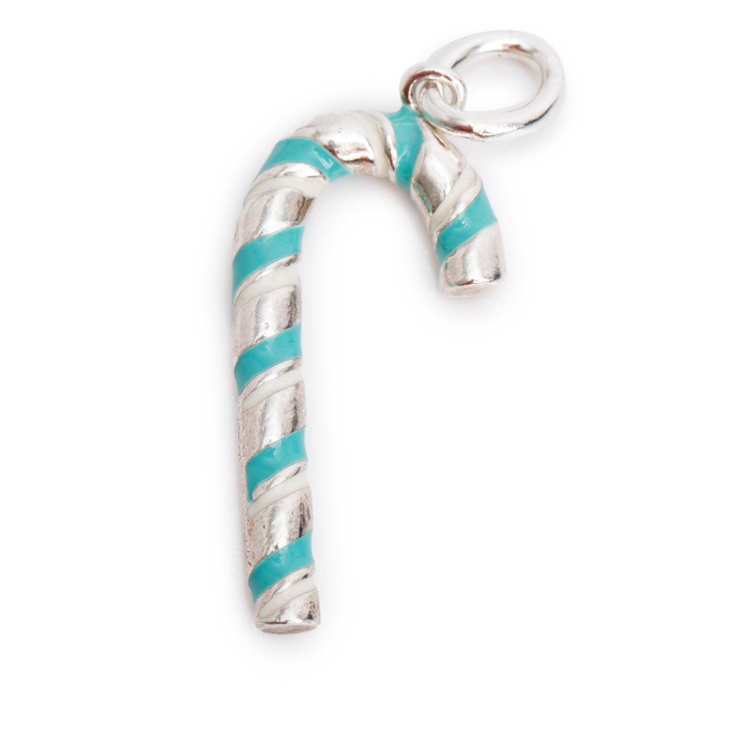 Tiffany & Co. Sterling Silver Blue Enamel Candy Cane Charm