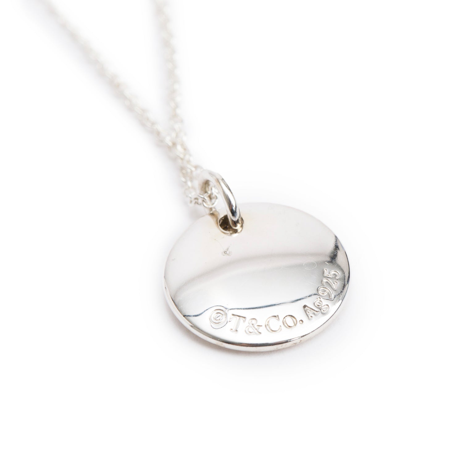 Tiffany & Co. Sterling Silver Notes Letter 'L' Disc Charm Pendant Necklace