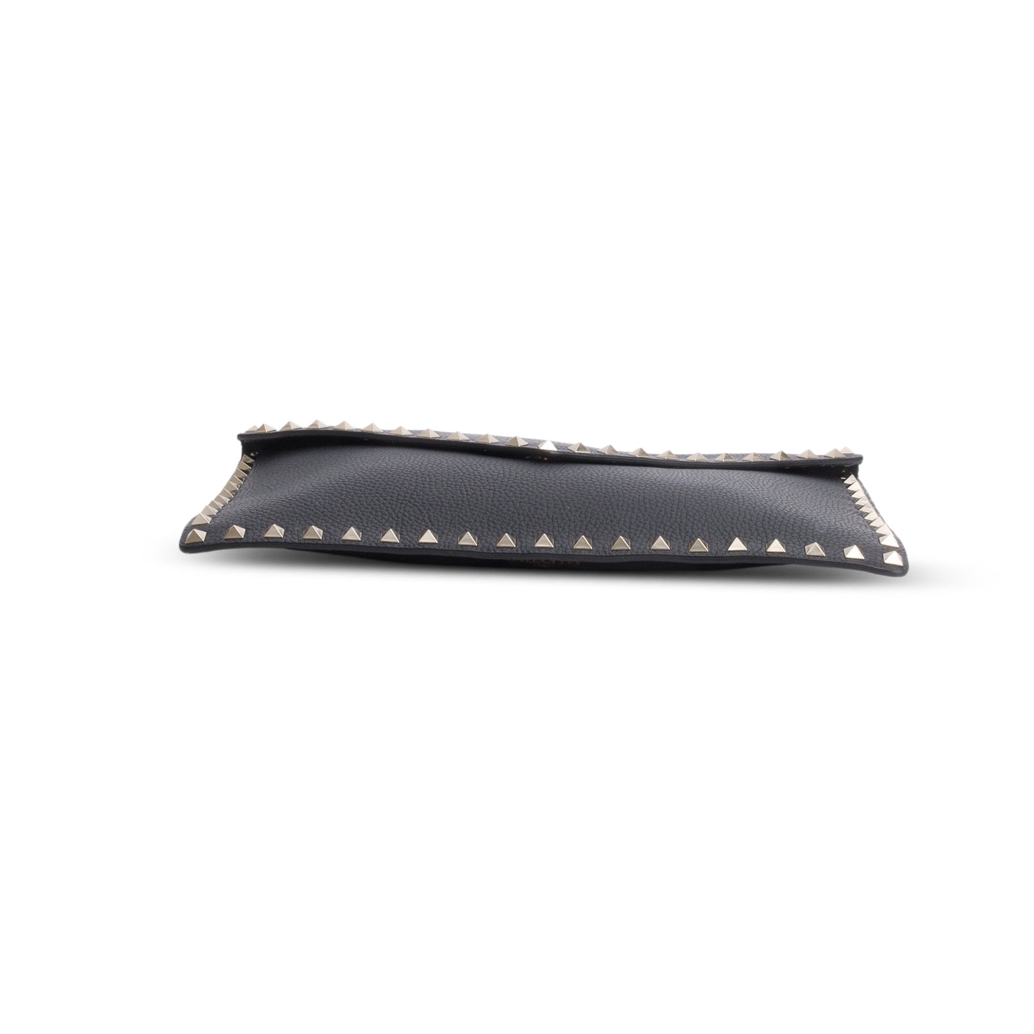 Valentino Black Pebbled Calfskin Large Rockstud Envelope Pouch w/ Box