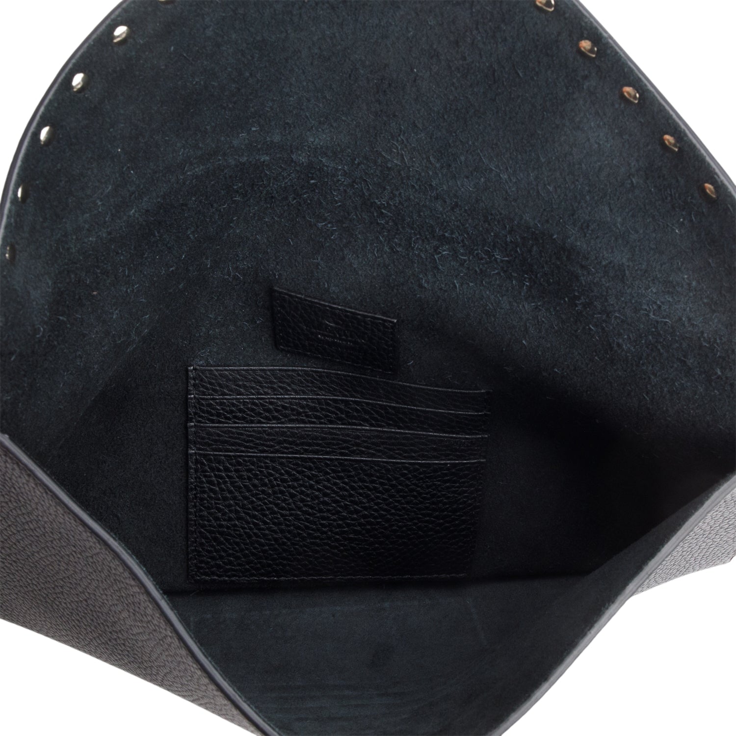 Valentino Black Pebbled Calfskin Large Rockstud Envelope Pouch w/ Box