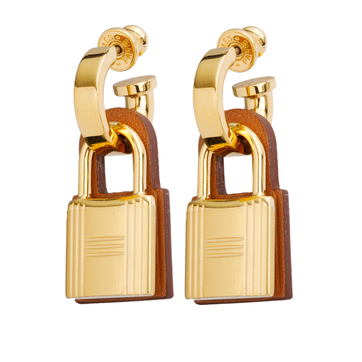 Hermes Gold-Plate Swift O'Kelly Drop Earrings w/ Box