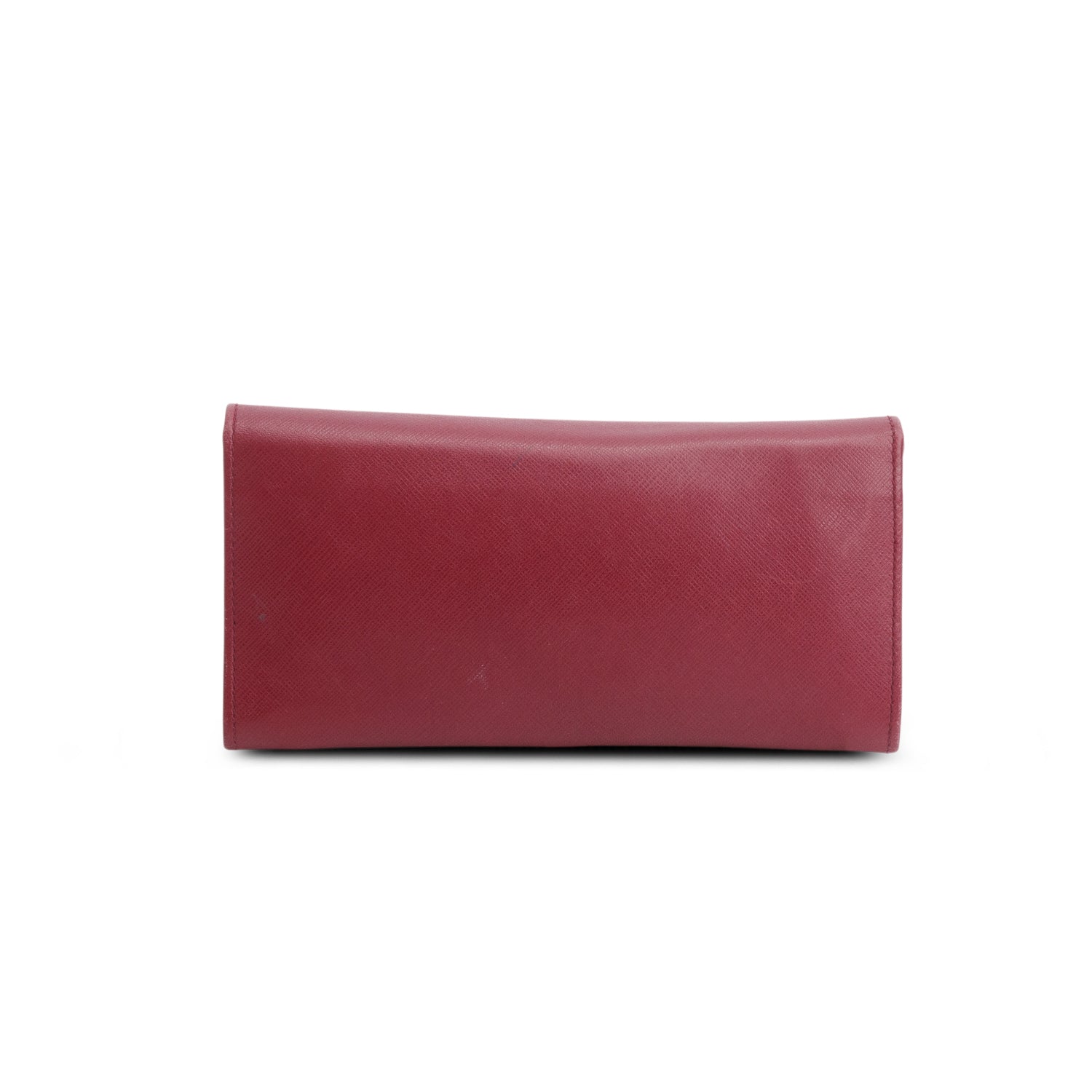 Ferragamo Burgundy Pebbled Calfskin Gancini Continental Wallet w/ Box