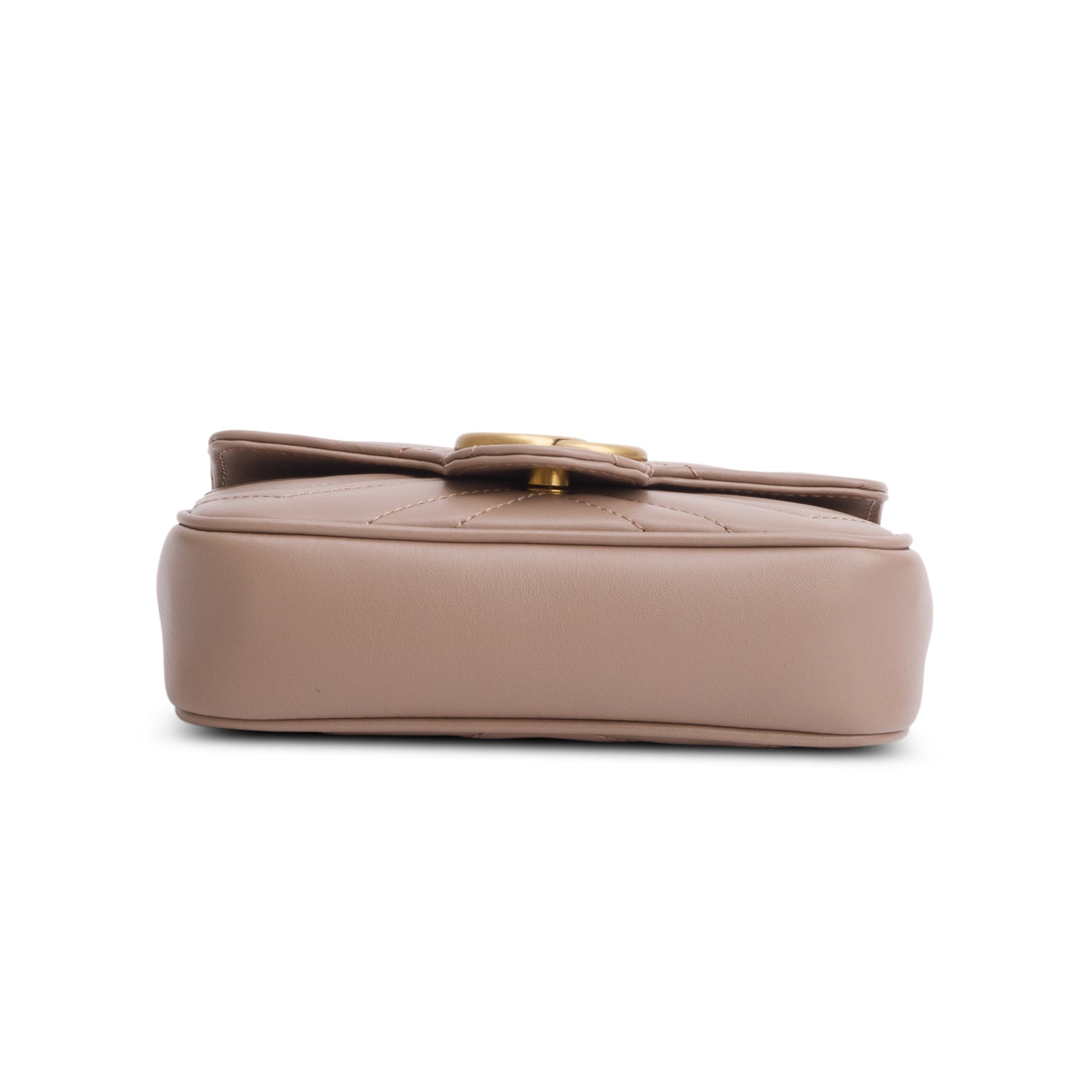 Gucci Taupe GG Marmont Matelasse Leather Super Mini Bag w/ Box