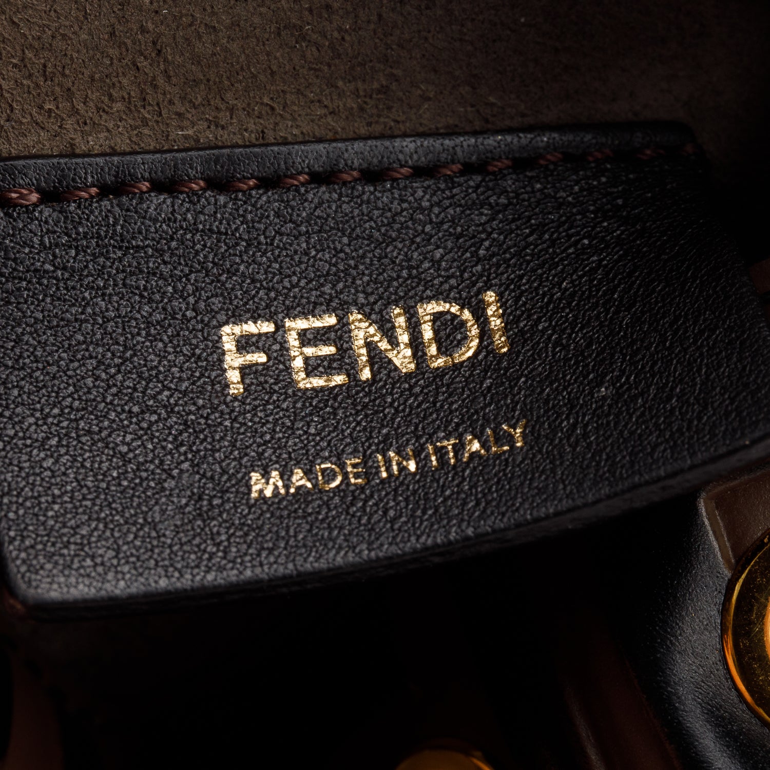 Fendi Brown/Black Vitello Liberty F is Fendi FF 1974 Embossed Mini Mon Tresor Bucket Bag w/ Box & Straps