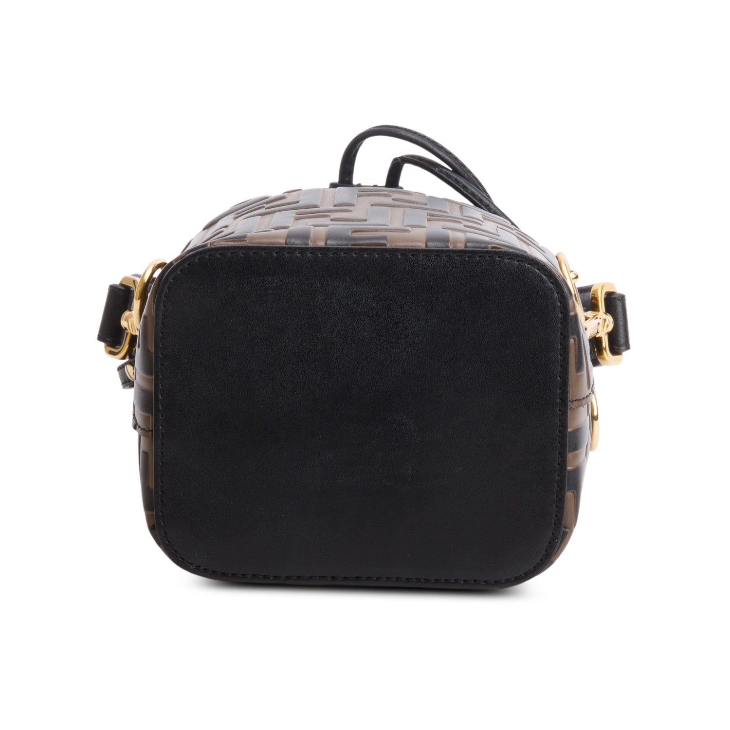 Fendi Brown/Black Vitello Liberty F is Fendi FF 1974 Embossed Mini Mon Tresor Bucket Bag w/ Box & Straps