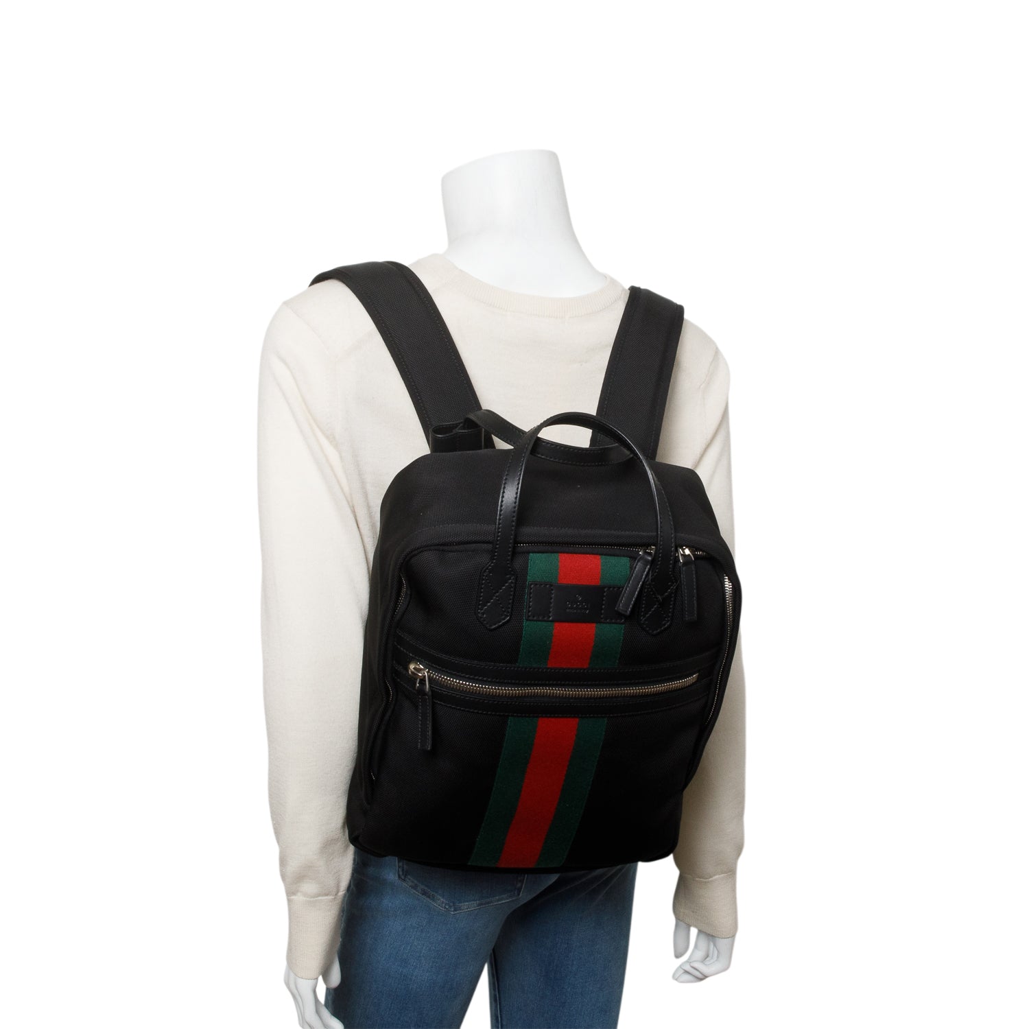 Gucci Black Techno Canvas Web Backpack