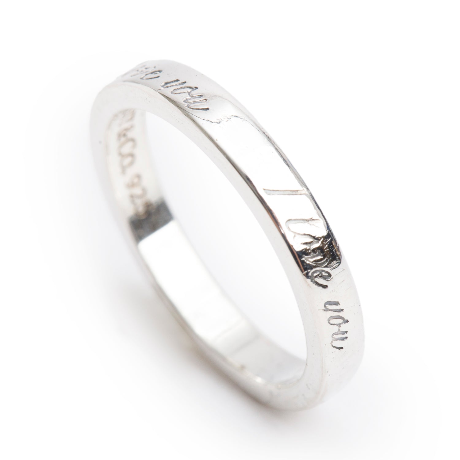 Tiffany & Co. Sterling Silver Notes "I Love You" Ring, Size 4.75