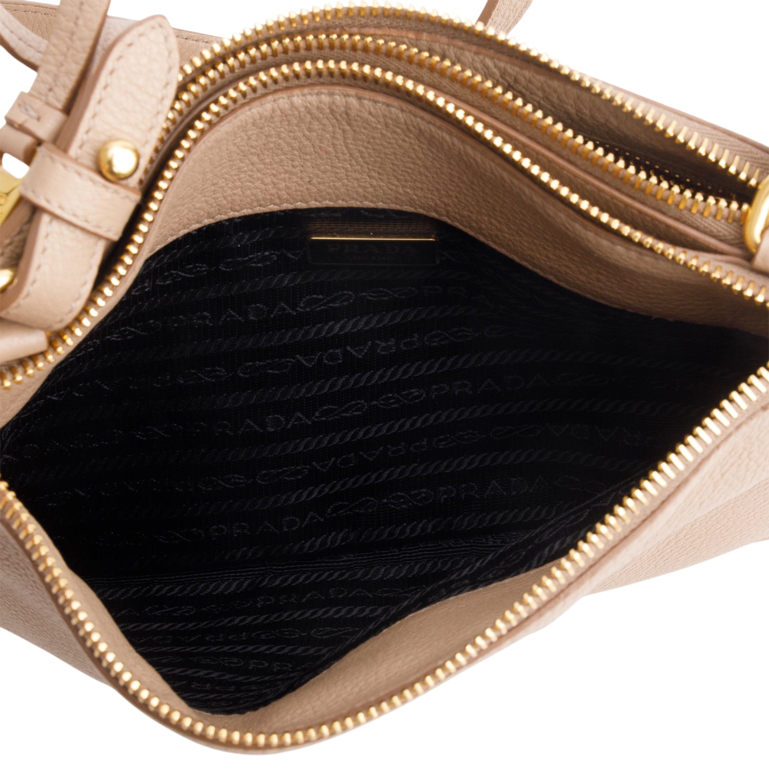 Prada Brown Vitello Daino Double Zip Crossbody Bag w/ Authenticity Card