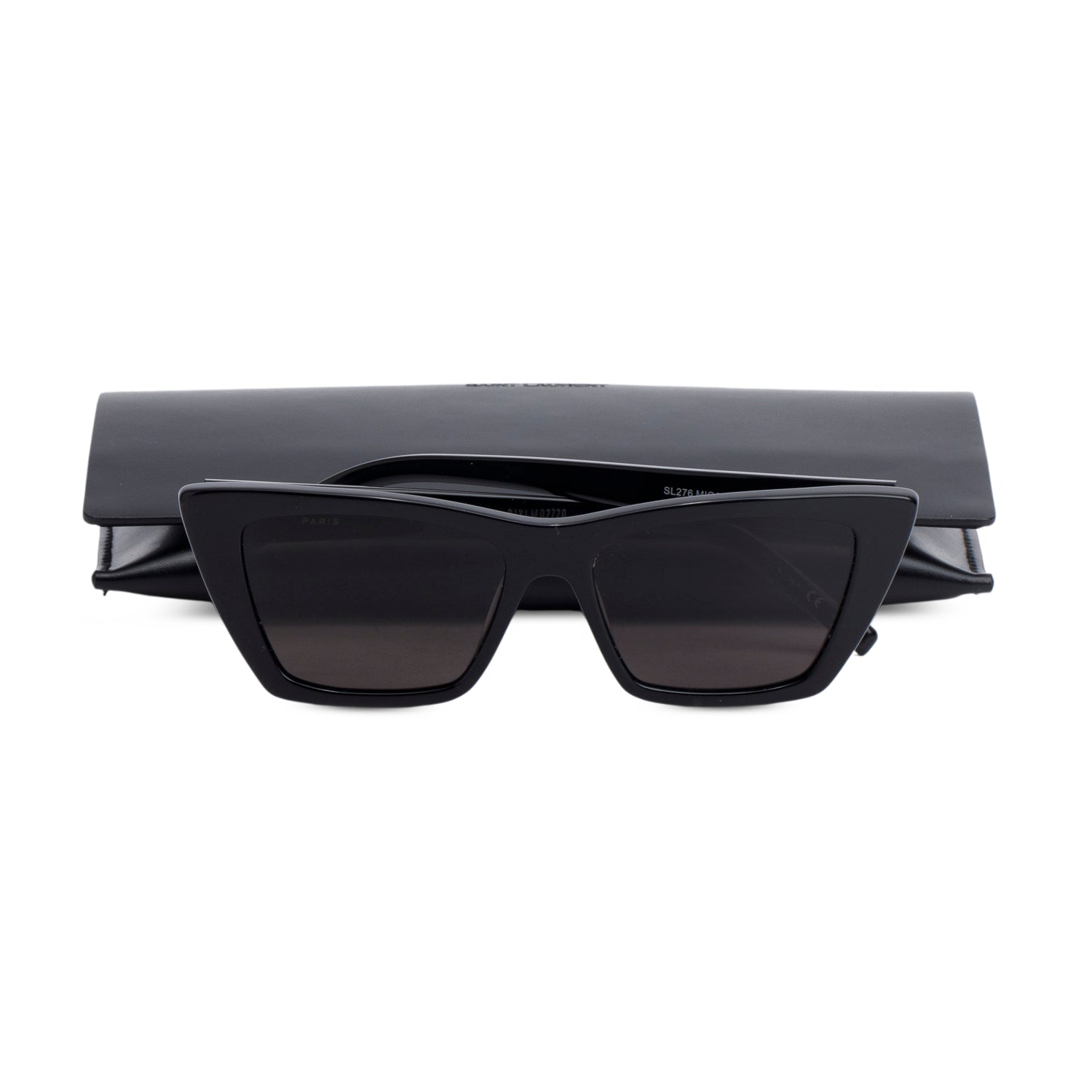 Saint Laurent SL 276 Black Acetate Mica Cat Eye Sunglasses w/ Case