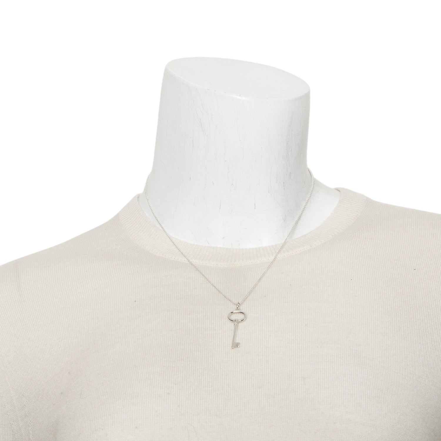 Tiffany & Co. Sterling Silver Small Oval Key Pendant Necklace