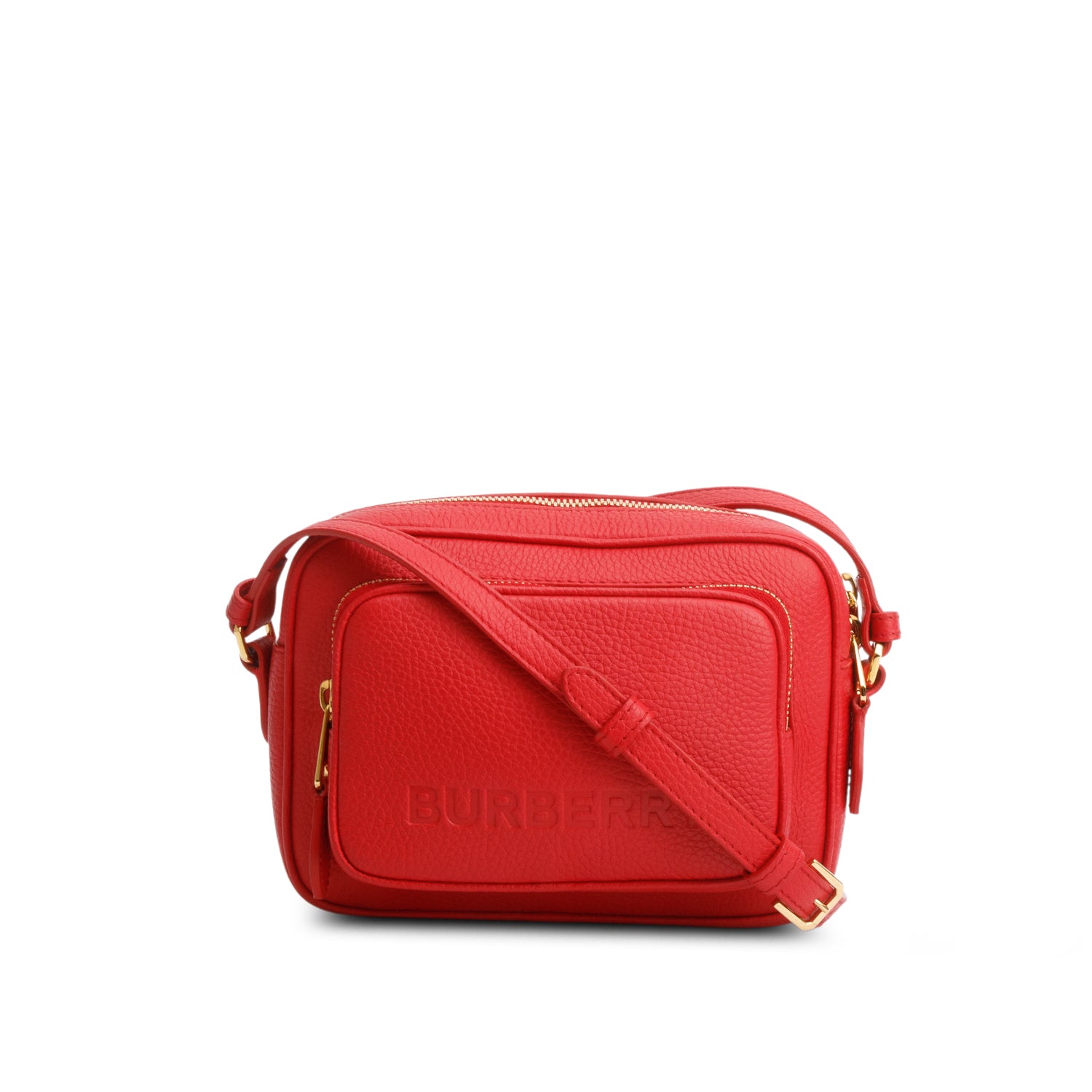 Burberry Red Calfskin Monogram Embossed Paddy Camera Bag