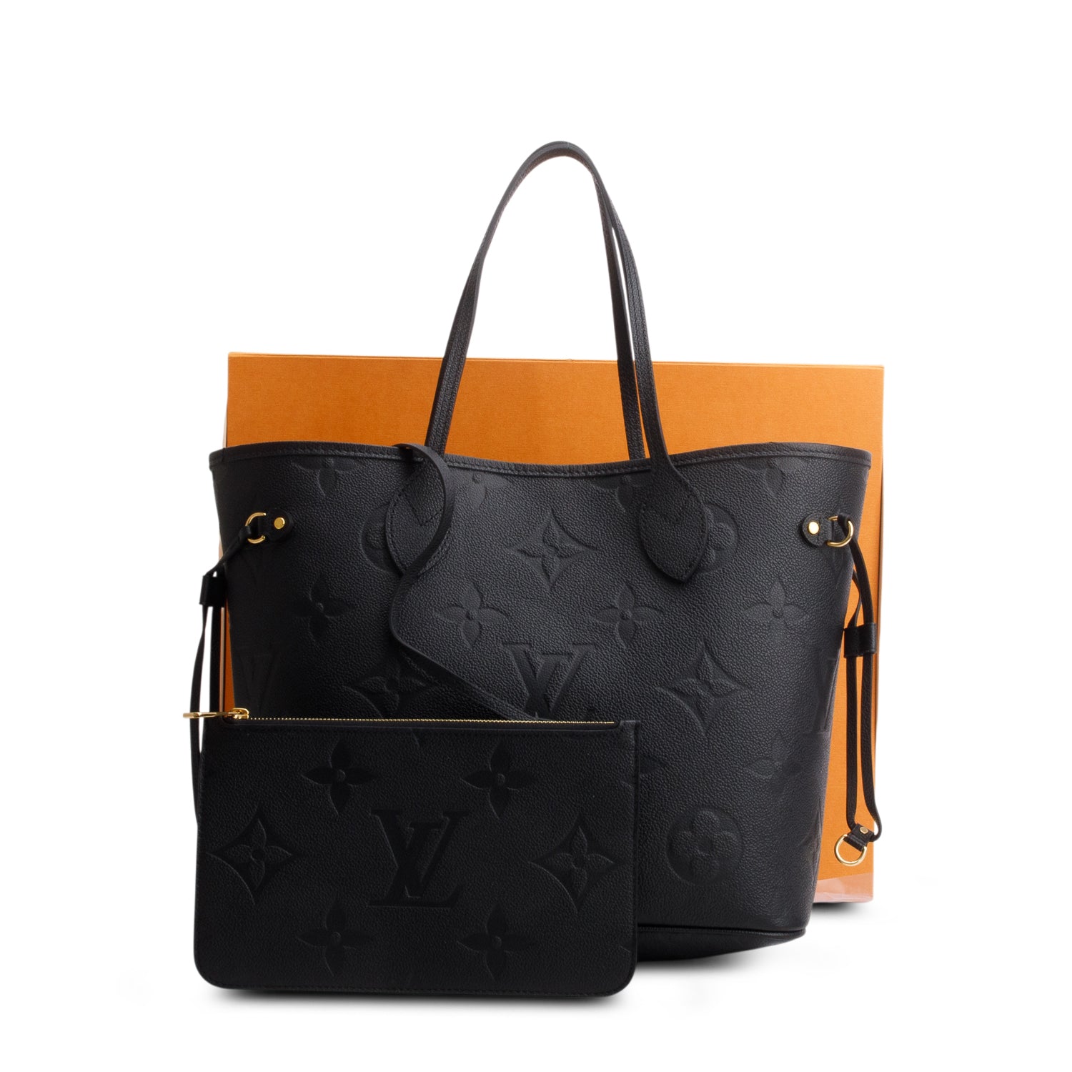 Louis Vuitton 2022 Black Empreinte Monogram Giant Neverfull MM w/ Box, Pouch & Receipt