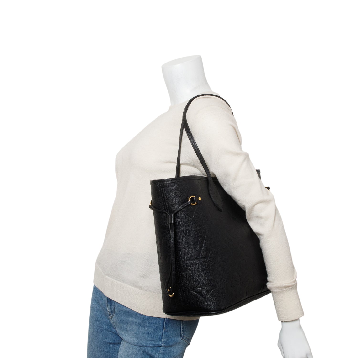 Louis Vuitton 2022 Black Empreinte Monogram Giant Neverfull MM w/ Box, Pouch & Receipt