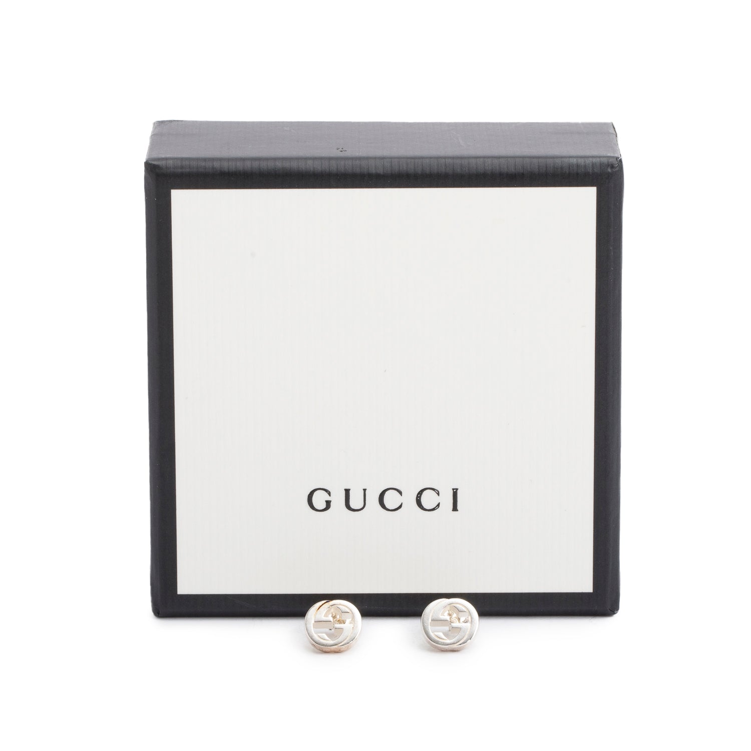 Gucci Sterling Silver Interlocking G Stud Earrings w/ Box