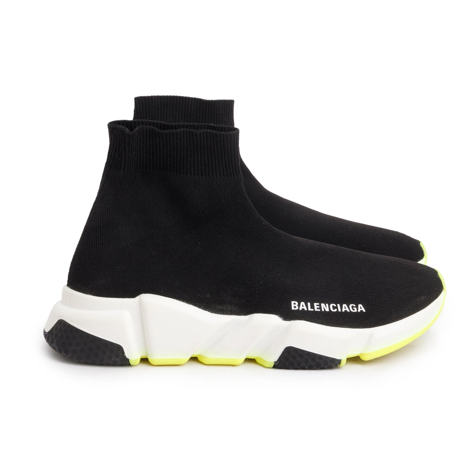 Balenciaga Black Technical 3D Recycled Knit Bi-Color Sole Speed 2.0 Sneakers, Women's Size 38 w/ Box