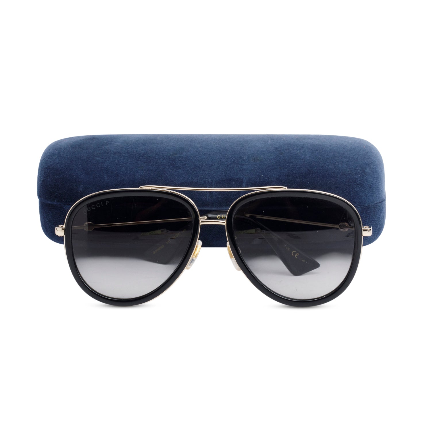 Gucci GG0062S Black/Gold Metal Pilot Sunglasses w/ Case