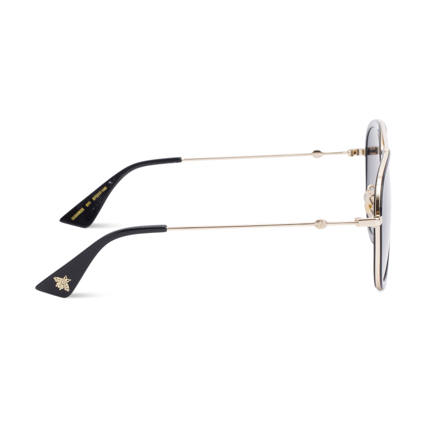 Gucci GG0062S Black/Gold Metal Pilot Sunglasses w/ Case