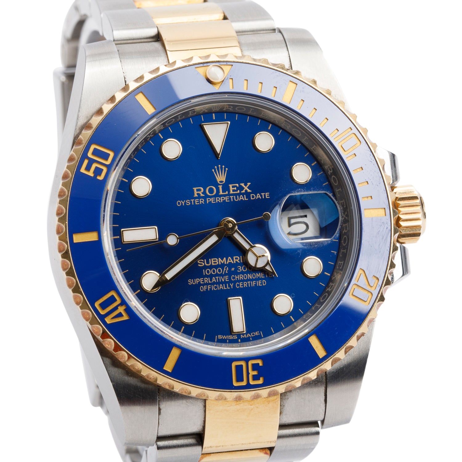Rolex Stainless Steel & 18k Yellow Gold Submariner Date 40 MM Automatic Watch Blue Dial 116613LB w/ Box & Papers