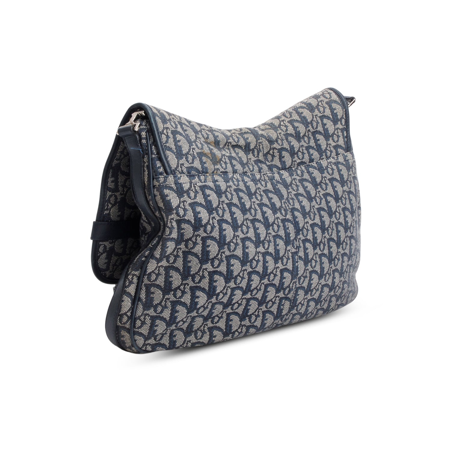 Christian Dior Blue Oblique Trotter Logo Crossbody Bag