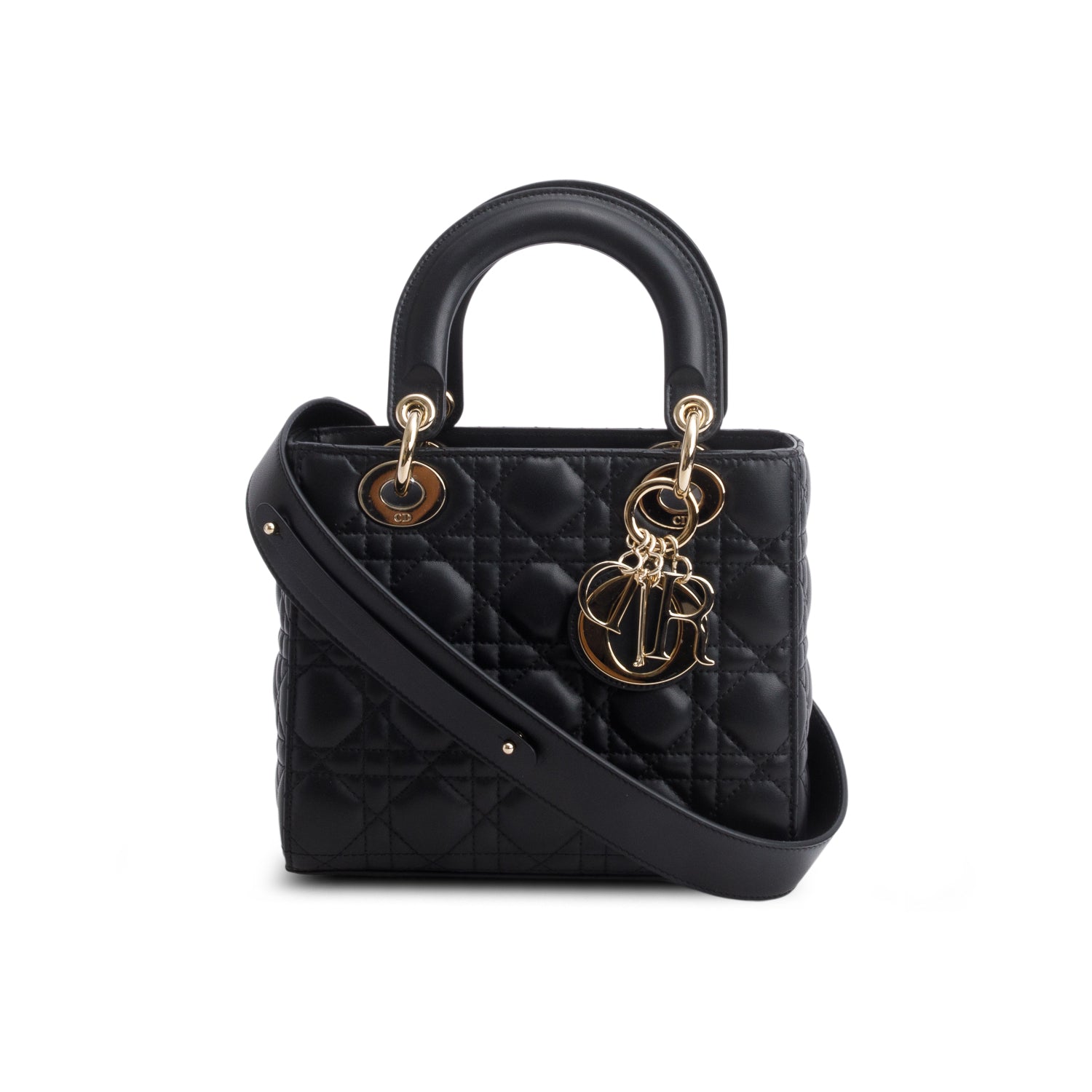 Christian Dior 2025 Black Lambskin Cannage Small My ABC Dior Lady Dior w/ Box & Strap