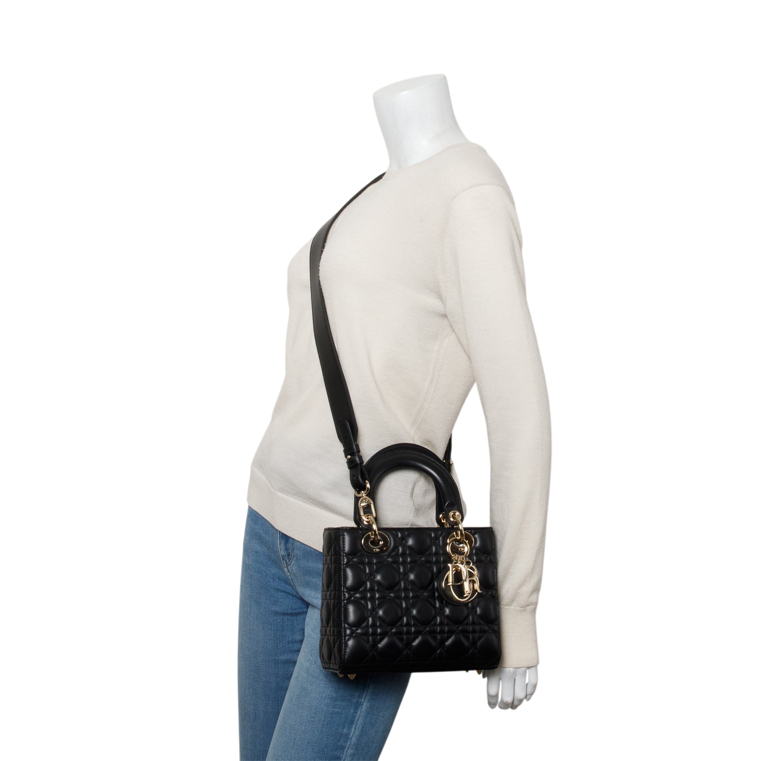 Christian Dior 2025 Black Lambskin Cannage Small My ABC Dior Lady Dior w/ Box & Strap