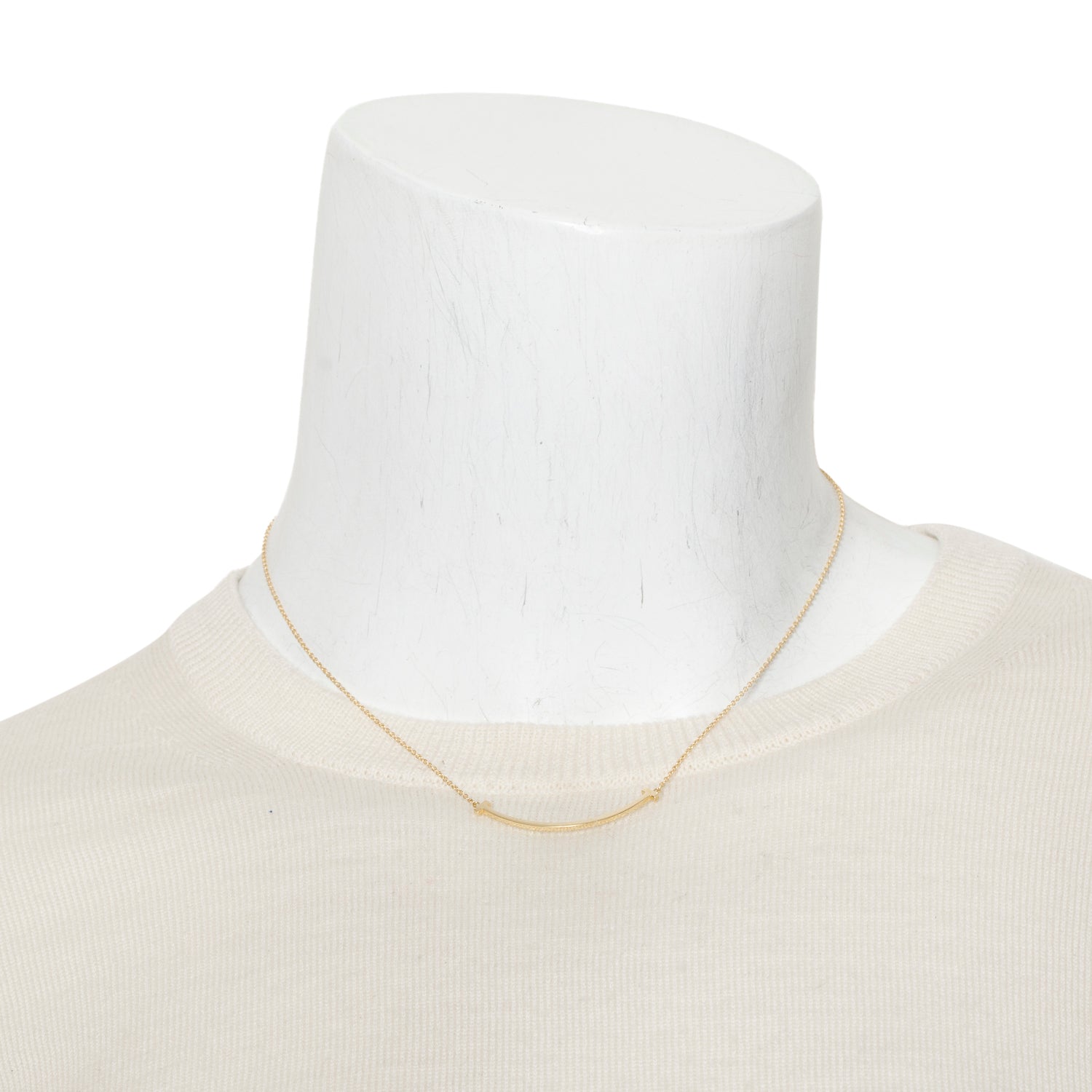 Tiffany & Co. 18k Yellow Gold Small T Smile Pendant Necklace w/ Box