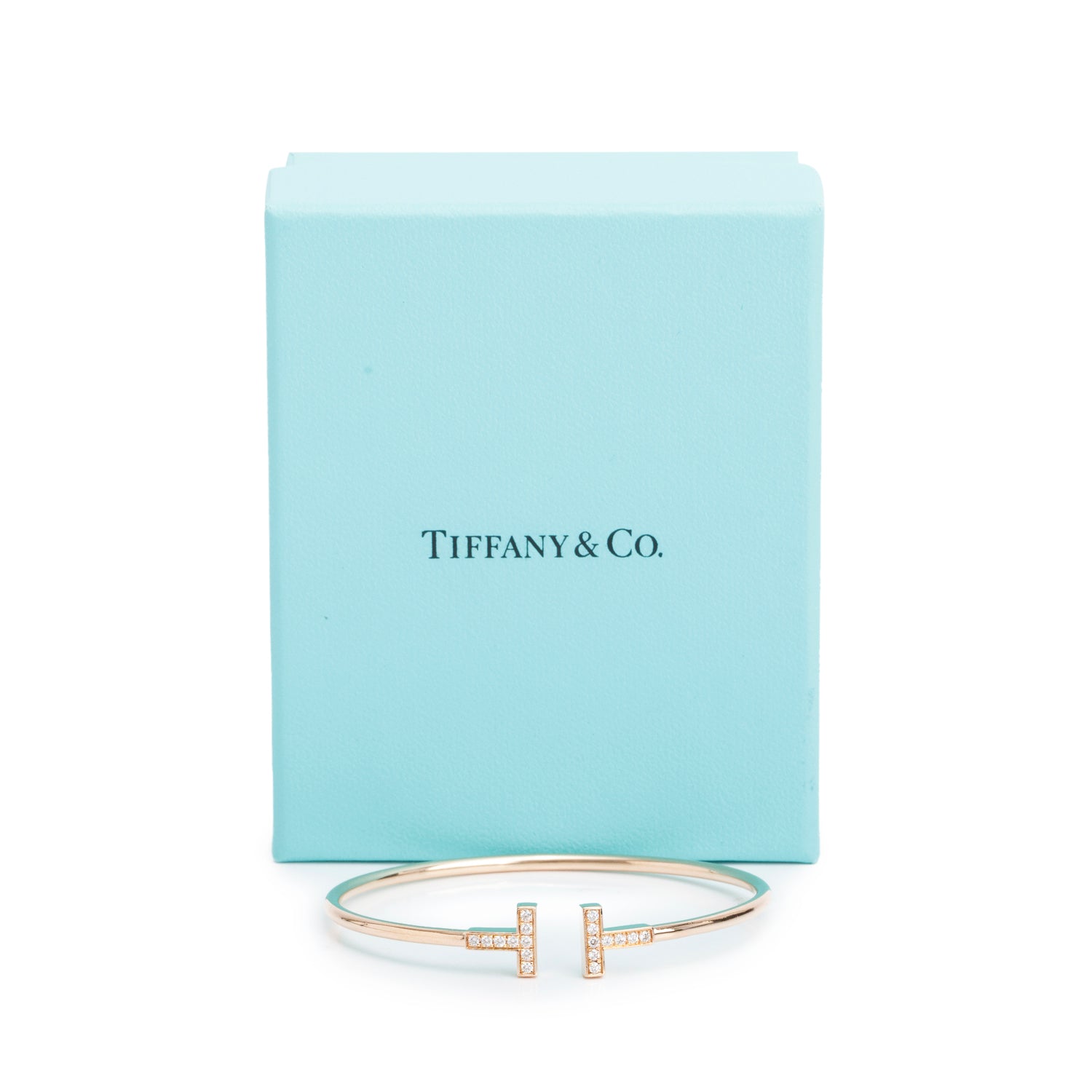 Tiffany & Co. 18k Rose Gold T Wire Bracelet w/ Box
