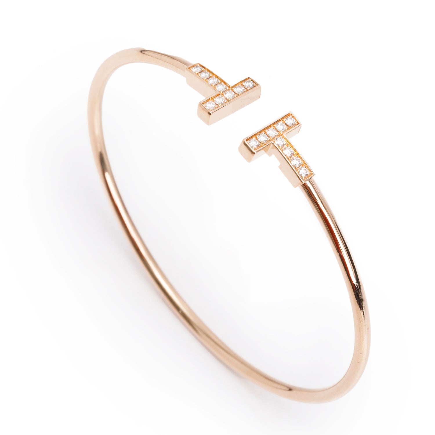 Tiffany & Co. 18k Rose Gold T Wire Bracelet w/ Box