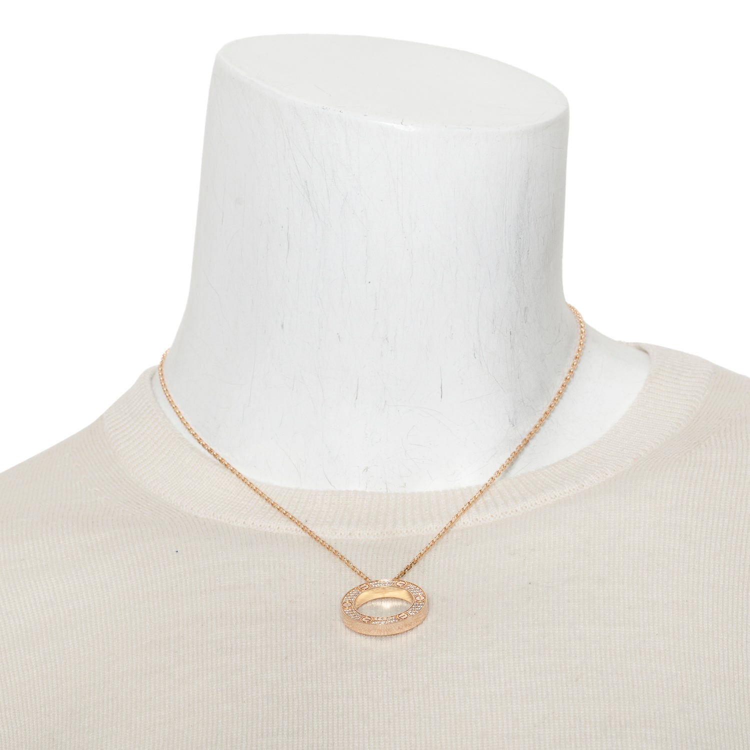 Cartier 18k Rose Gold Diamond Love Pendant Necklace w/ Box & Certificate