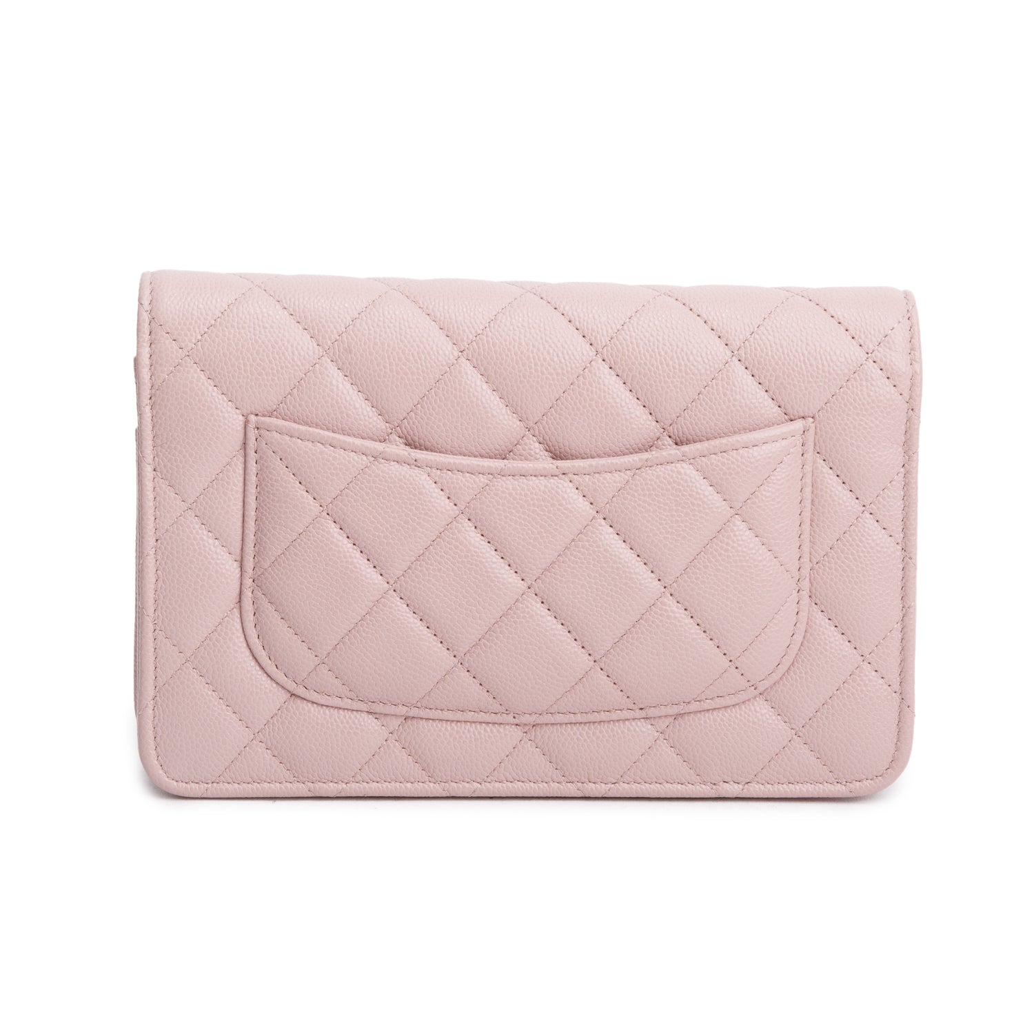 Chanel Pink Caviar Quilted Classic Wallet on Chain