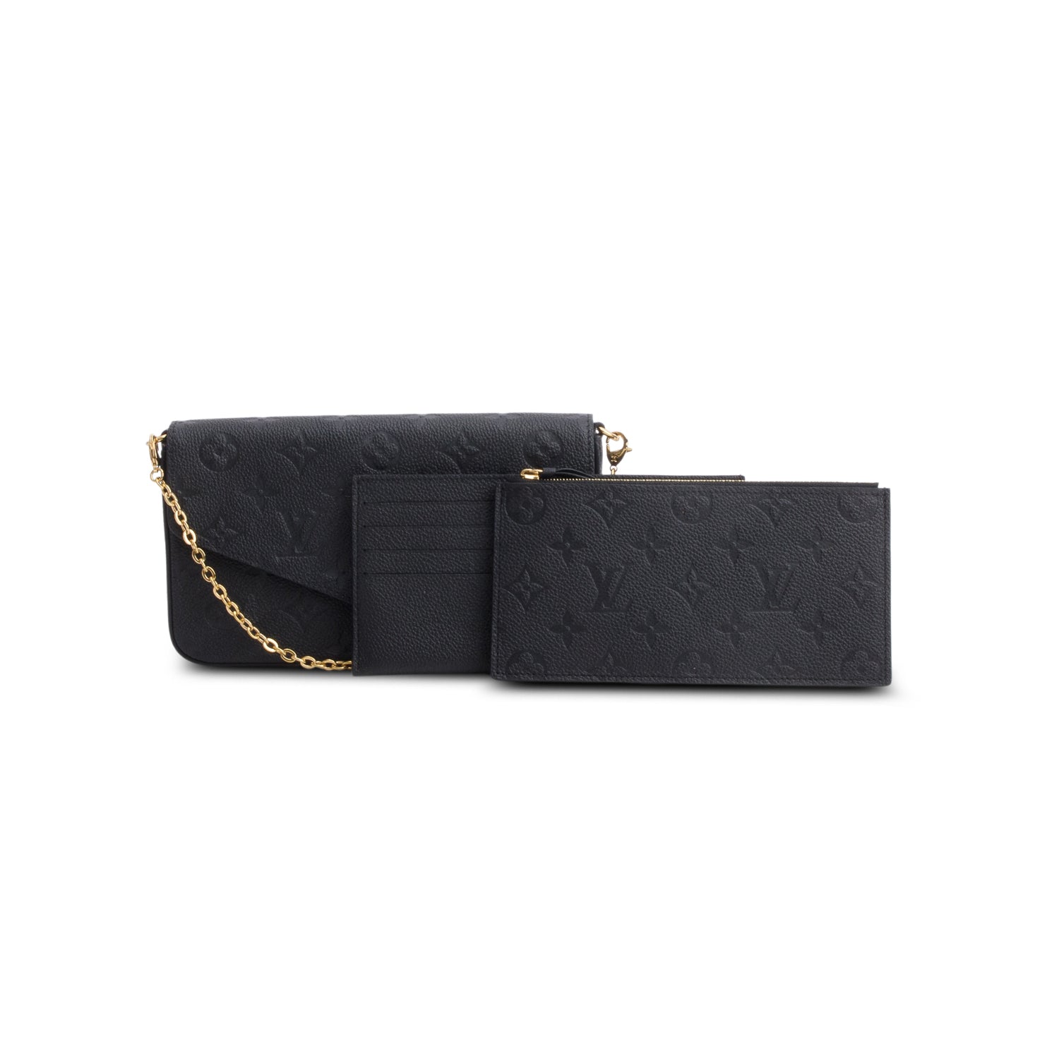 Louis Vuitton Black Monogram Empreinte Leather Felicie Pochette w/ Inserts
