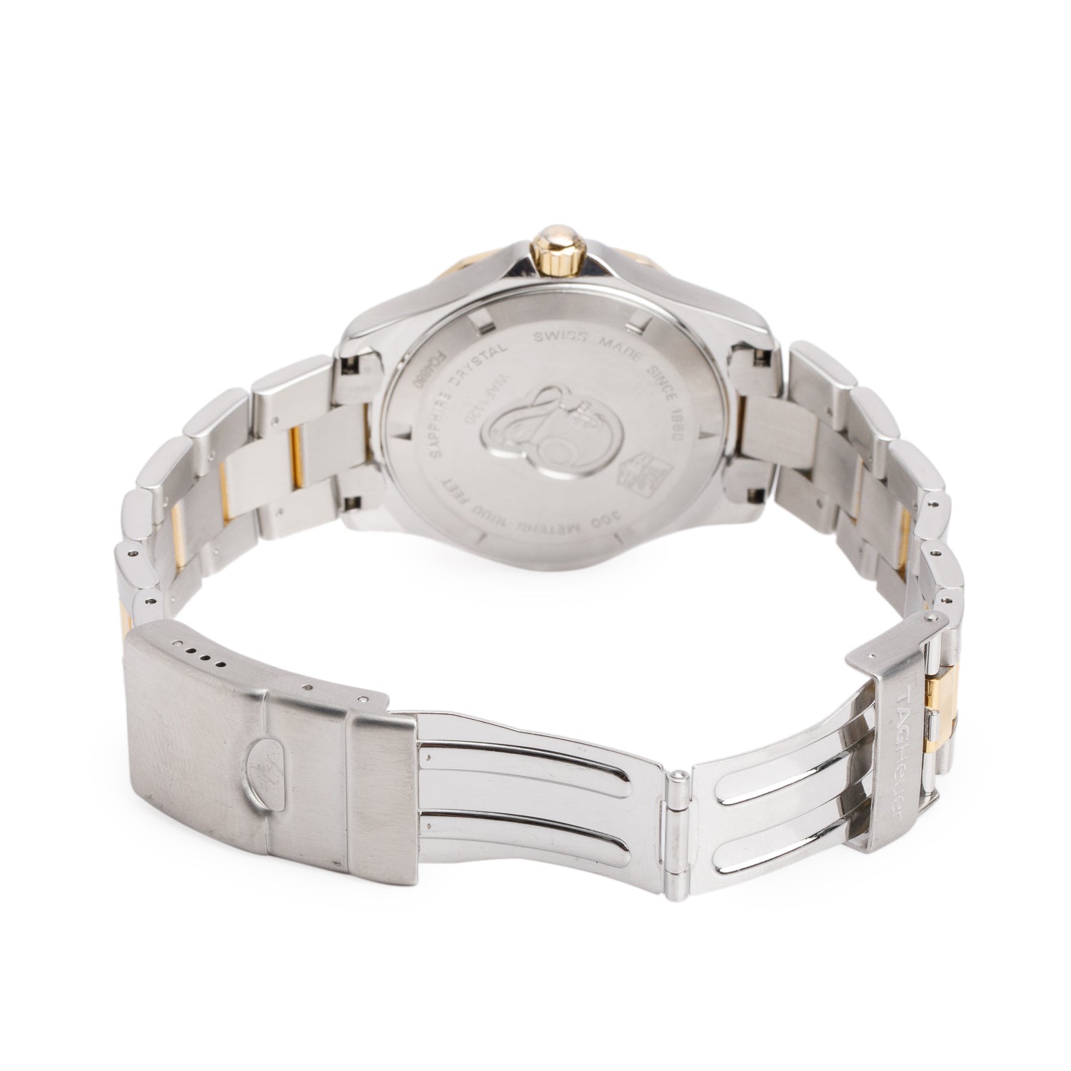 Tag Heuer Stainless Steel & Yellow Gold Plated Aquaracer 39 MM Quartz Watch Silver Dial WAF1120