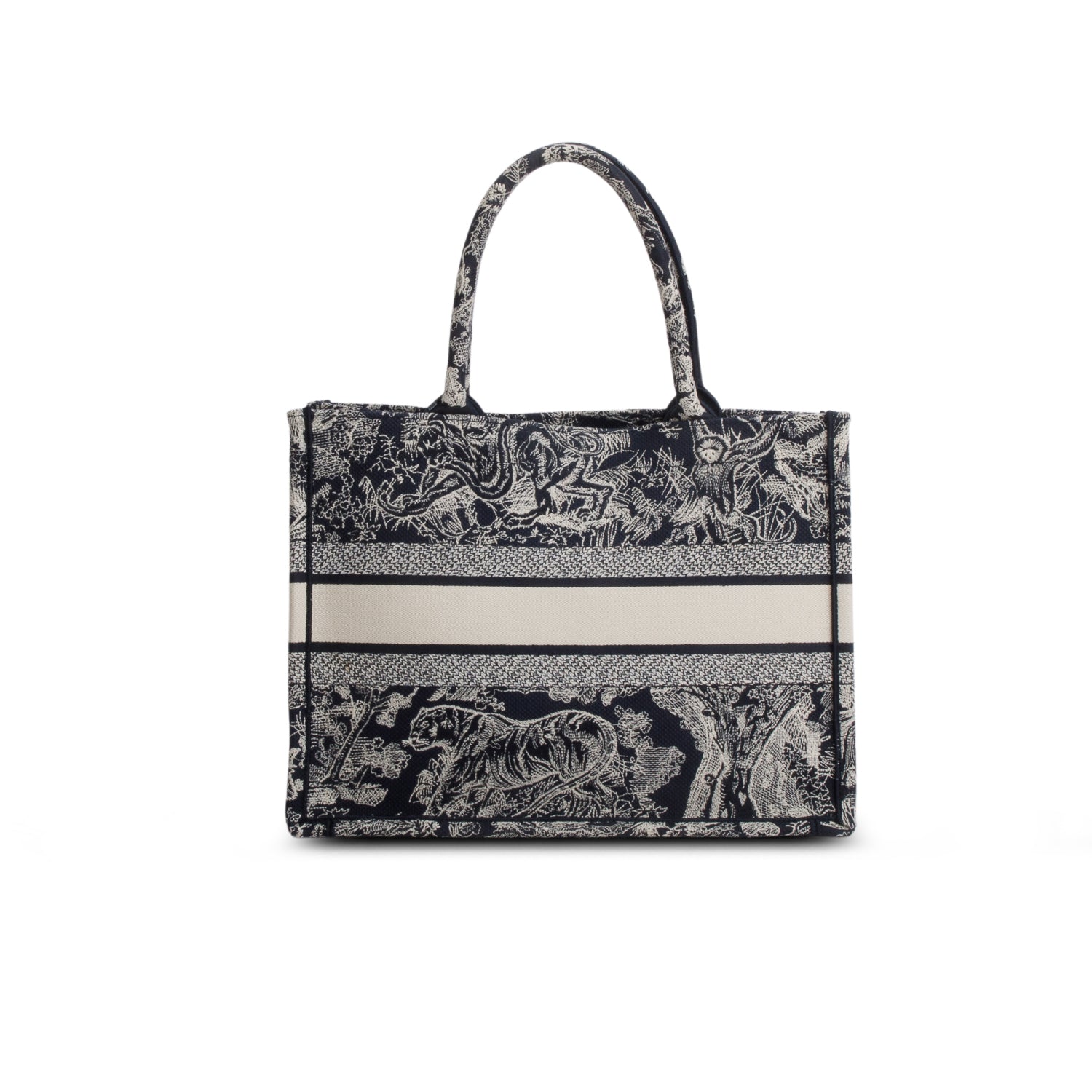 Christian Dior 2023 Blue Canvas Embroidered Medium Diorivera Toile de Jouy Reverse Book Tote w/ Box