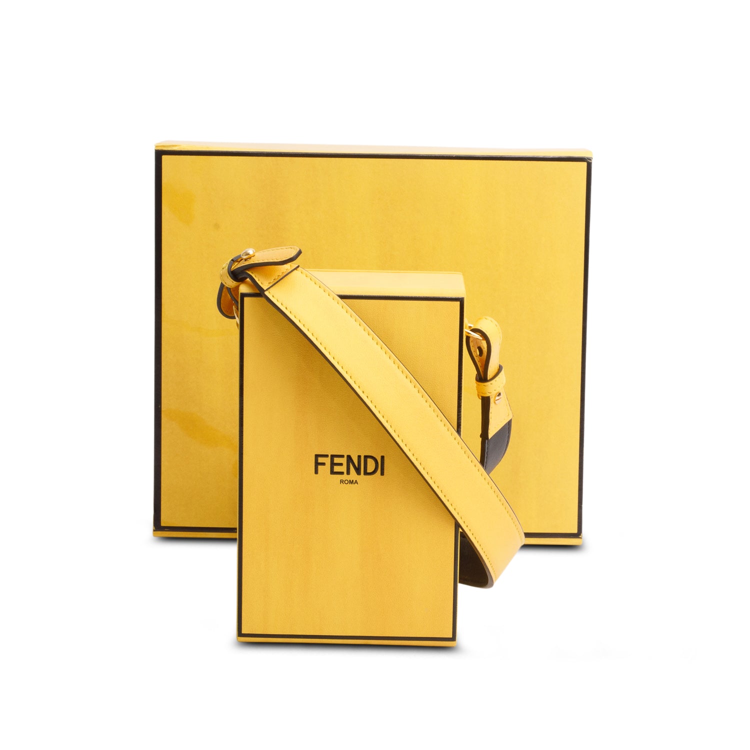 Fendi Yellow Vitello Logo Vertical Box Bag w/ Box