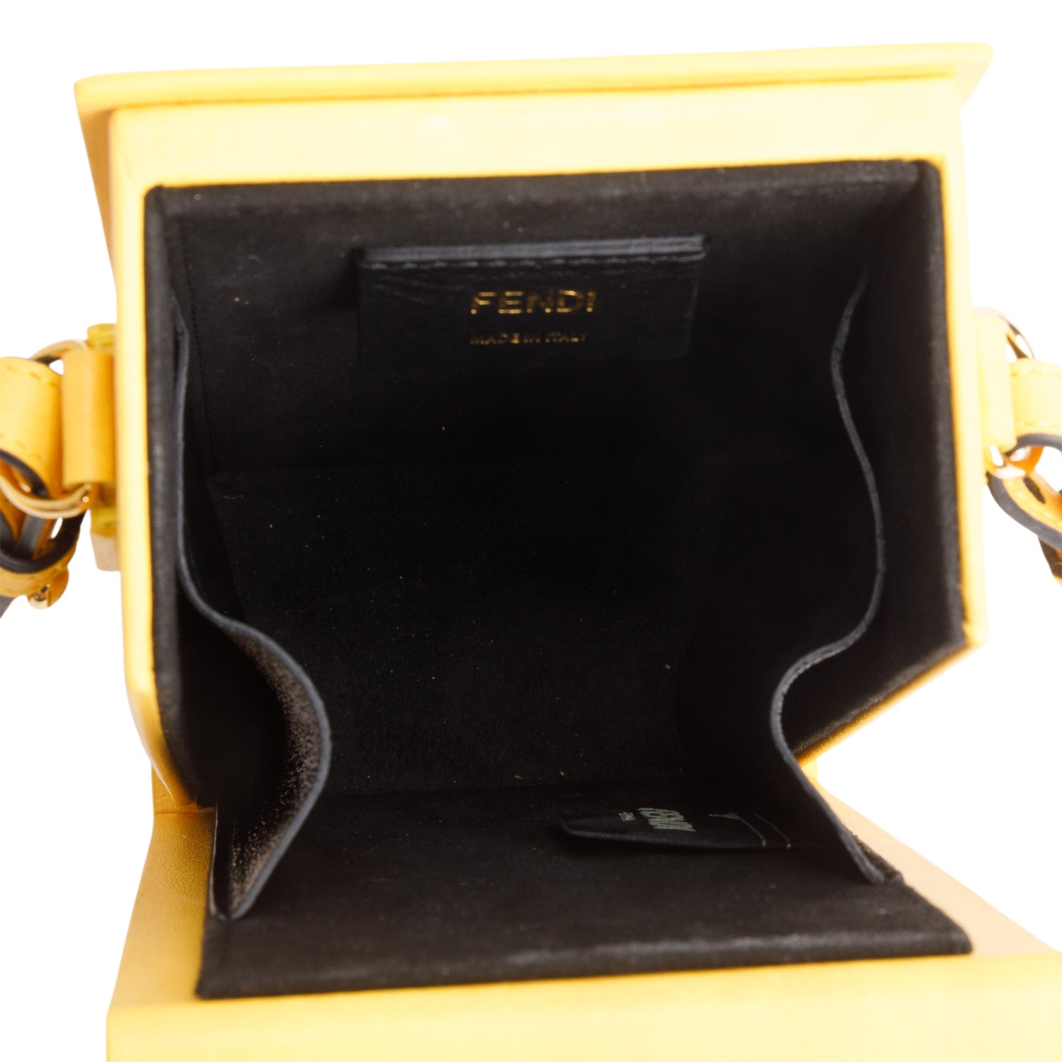 Fendi Yellow Vitello Logo Vertical Box Bag w/ Box