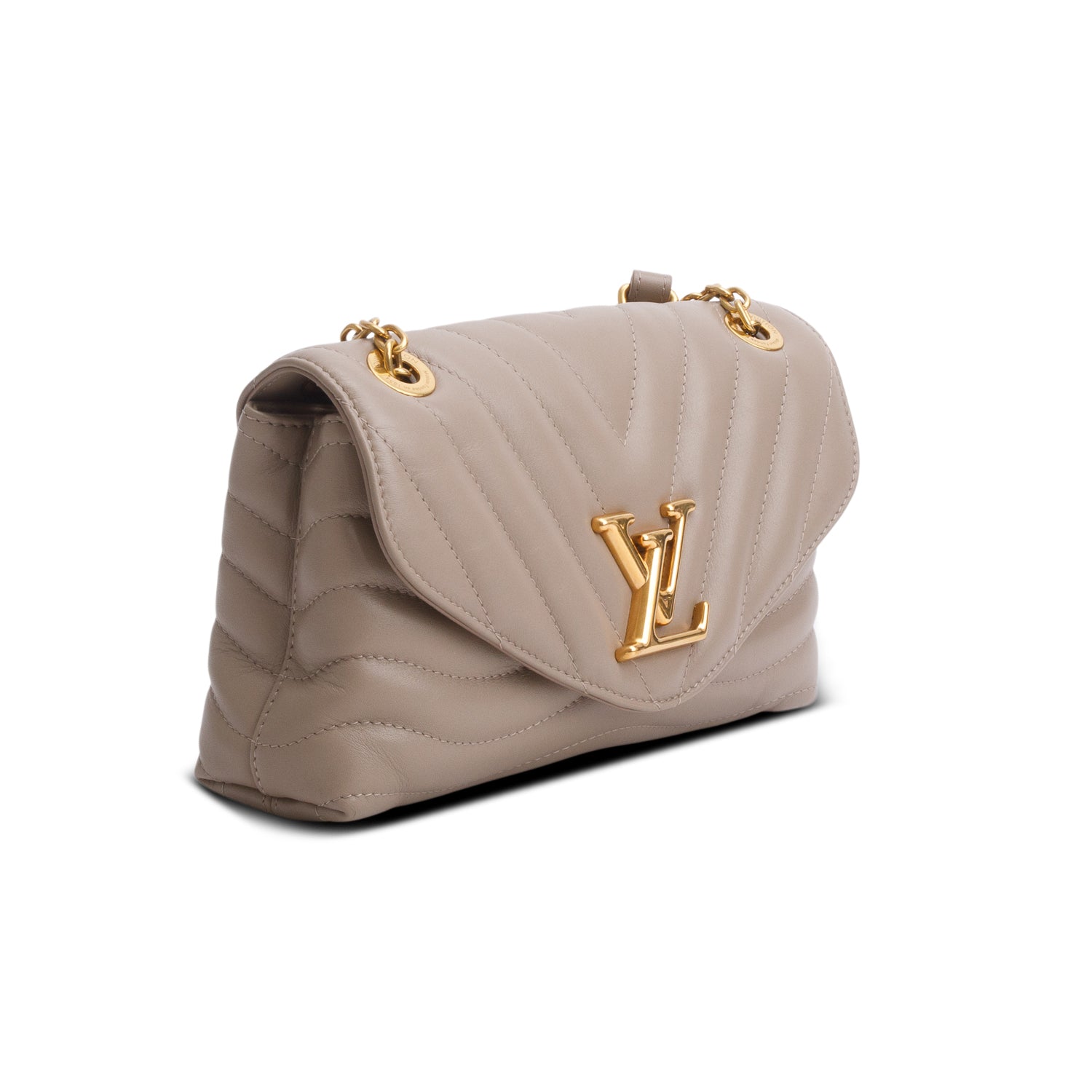 Louis Vuitton Taupe Calfskin LV New Wave Chain Bag