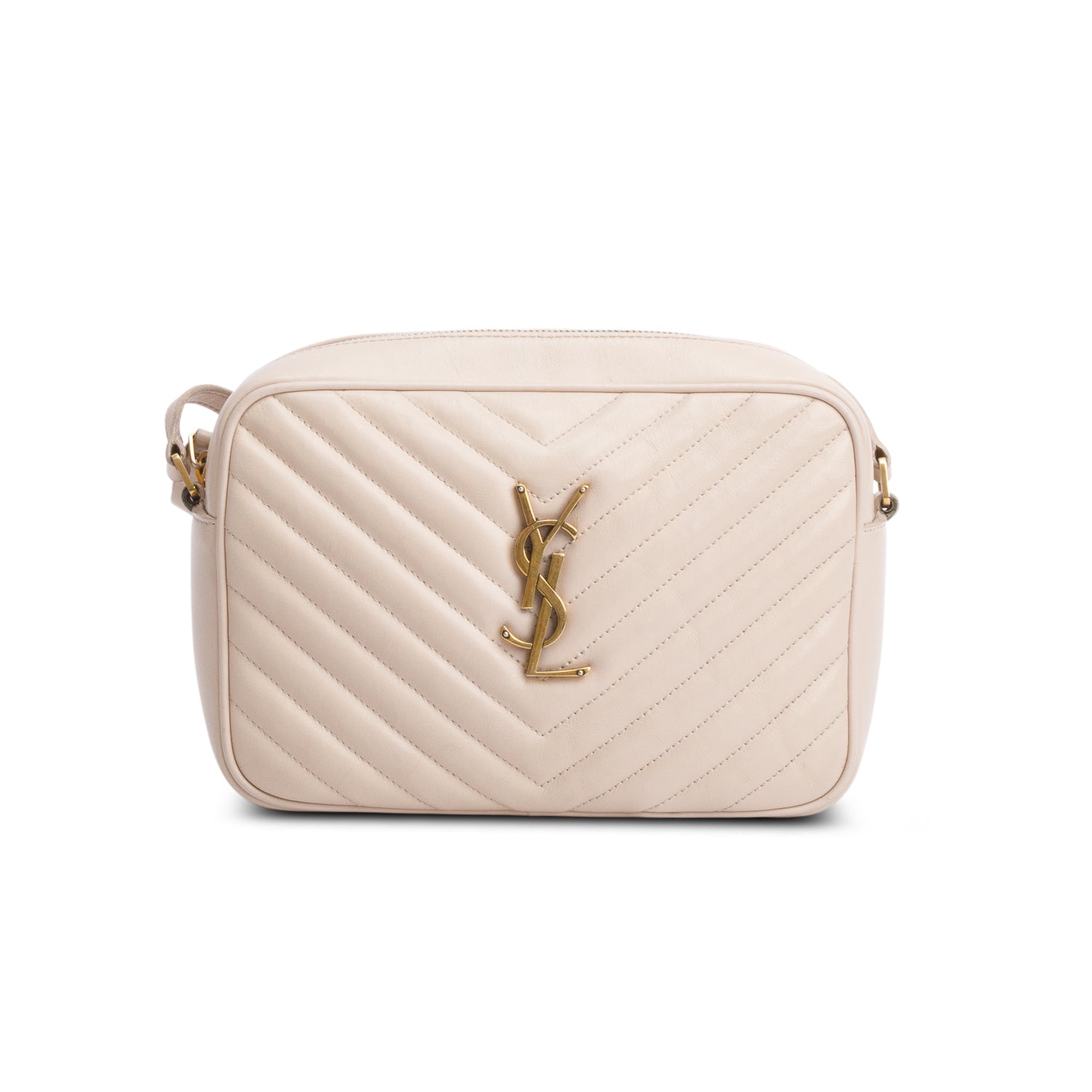 Saint Laurent Beige Calfskin Matelasse Monogram Lou Camera Bag