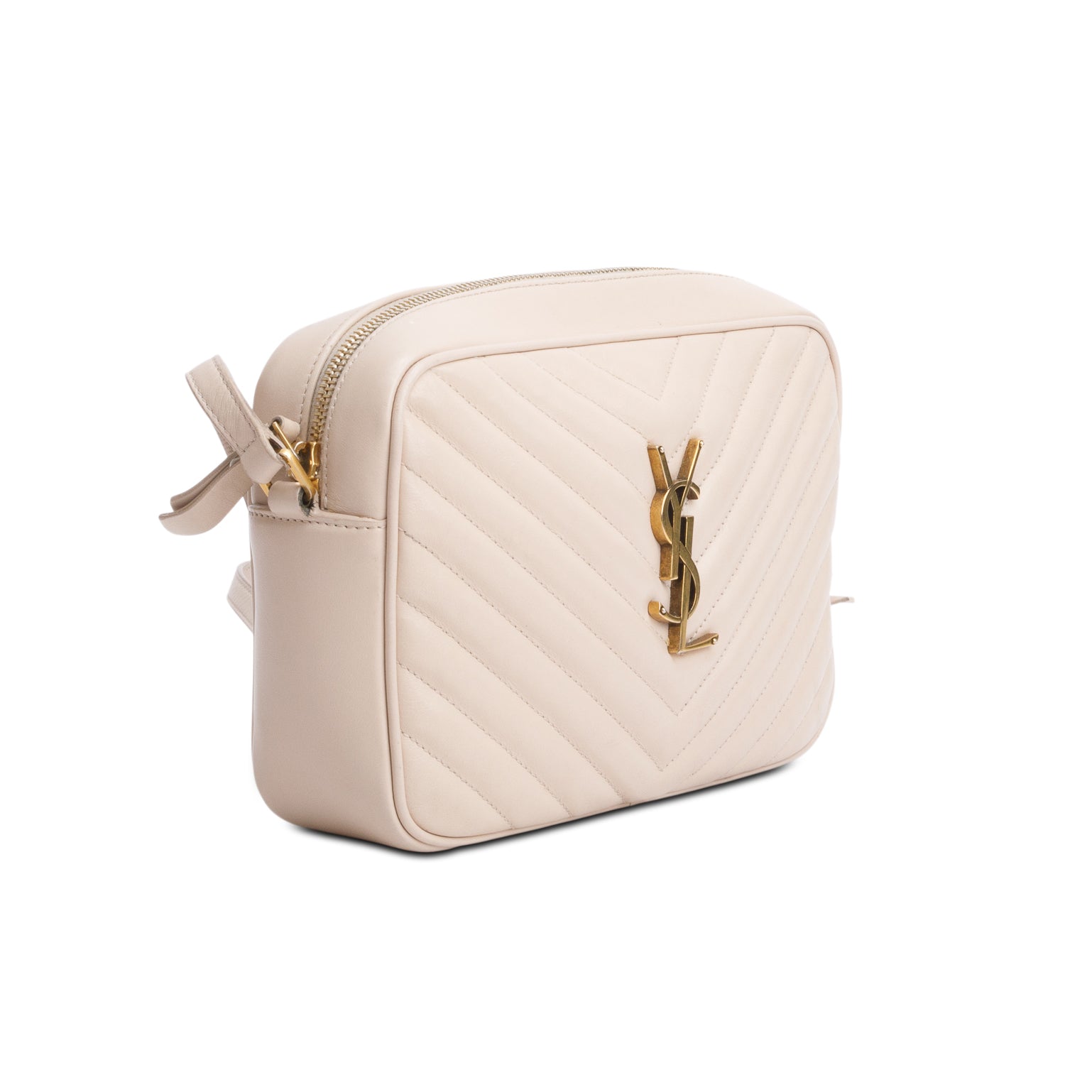 Saint Laurent Beige Calfskin Matelasse Monogram Lou Camera Bag
