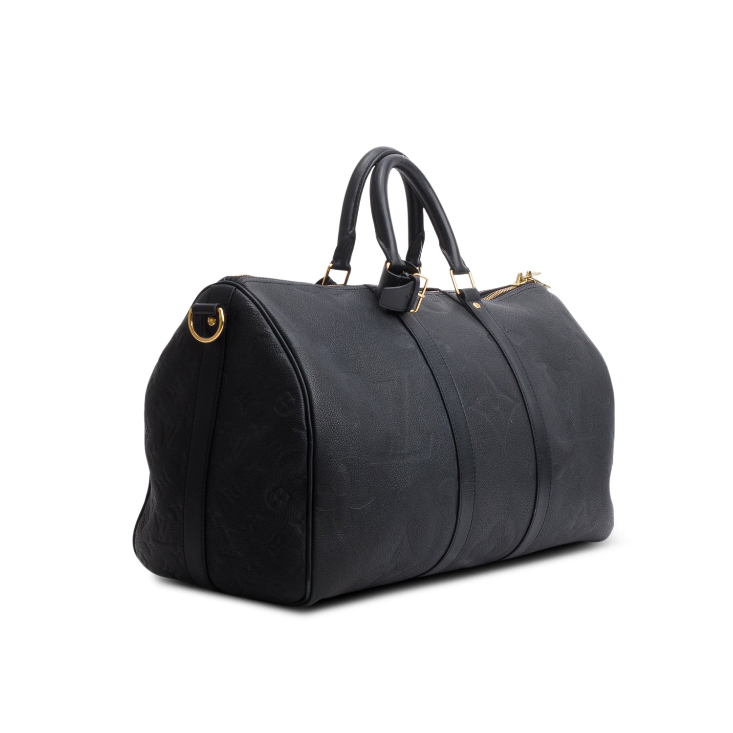 Louis Vuitton Black Empreinte Monogram Giant Keepall Bandouliere 45