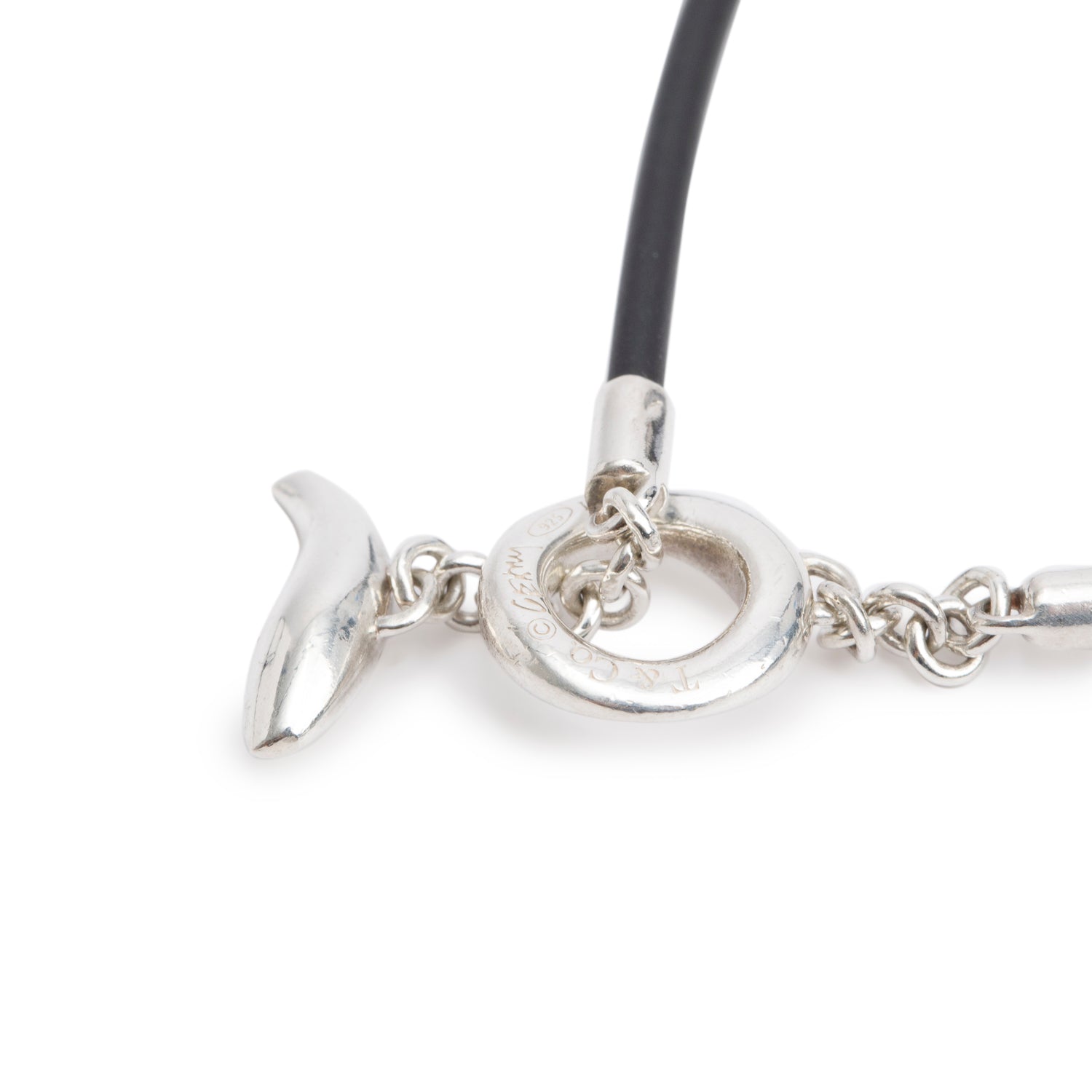 Tiffany & Co. Frank Gehry Sterling Silver Fish Pendant Cord Necklace