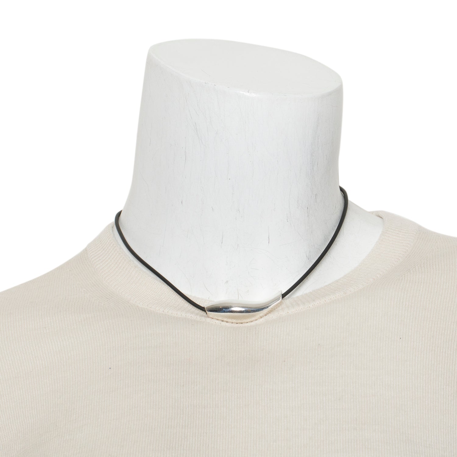 Tiffany & Co. Frank Gehry Sterling Silver Fish Pendant Cord Necklace