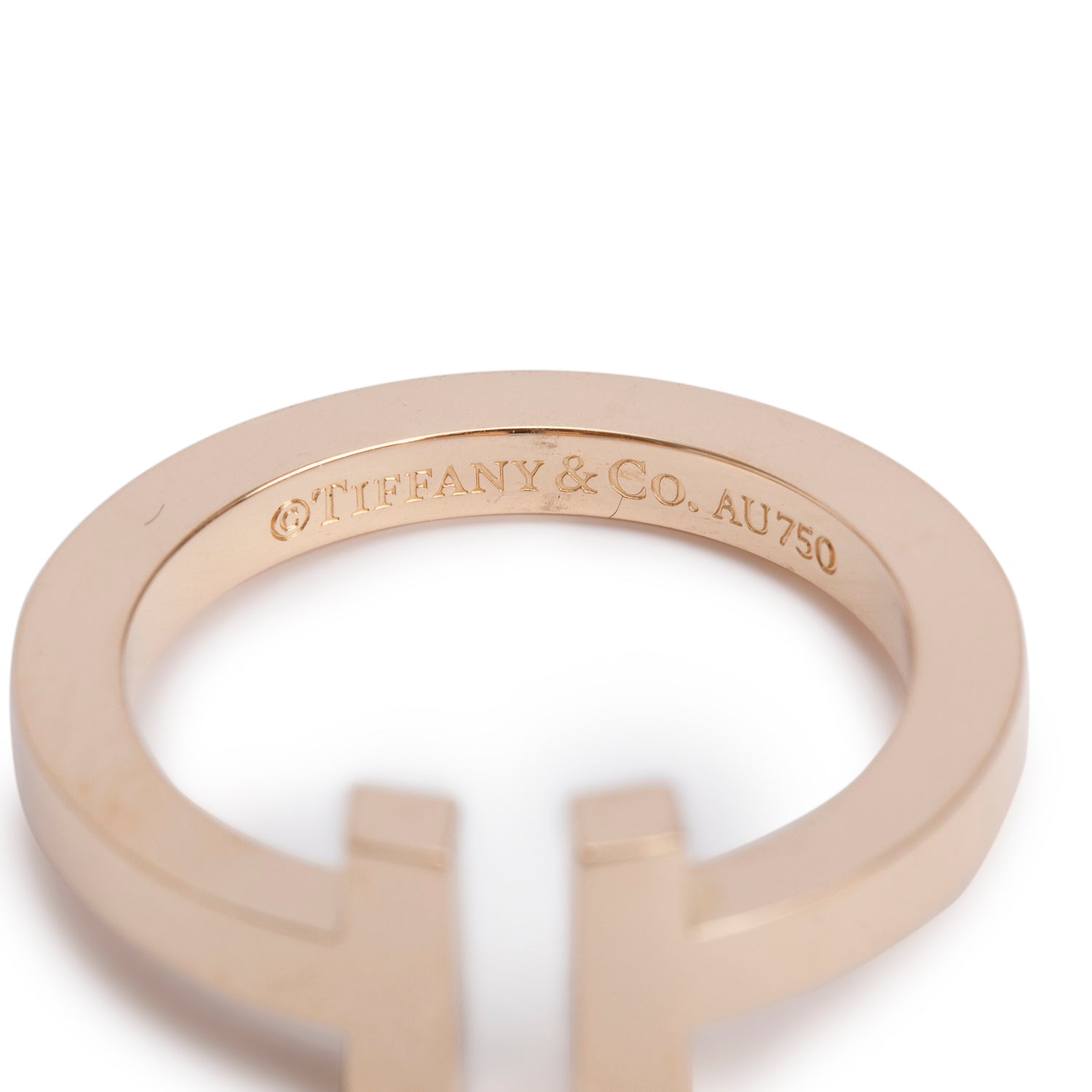 Tiffany & Co. 18k Rose Gold T Square Ring, Size 7.25 w/ Box