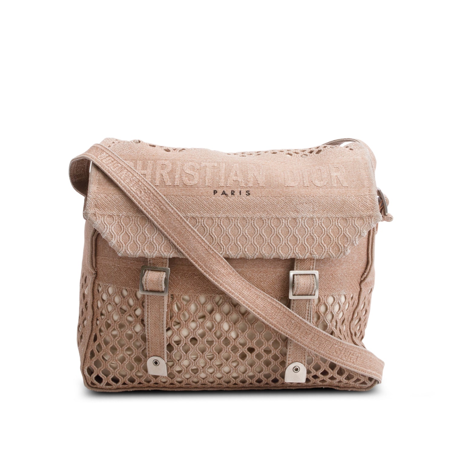 Christian Dior 2020 Brown Canvas Embroidered Mesh Diorcamp Messenger w/ Box