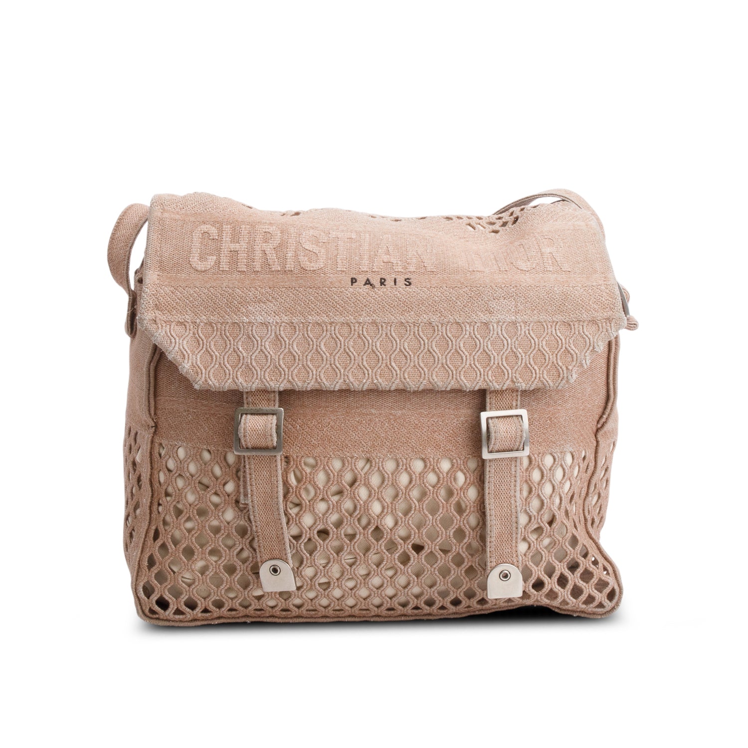Christian Dior 2020 Brown Canvas Embroidered Mesh Diorcamp Messenger w/ Box