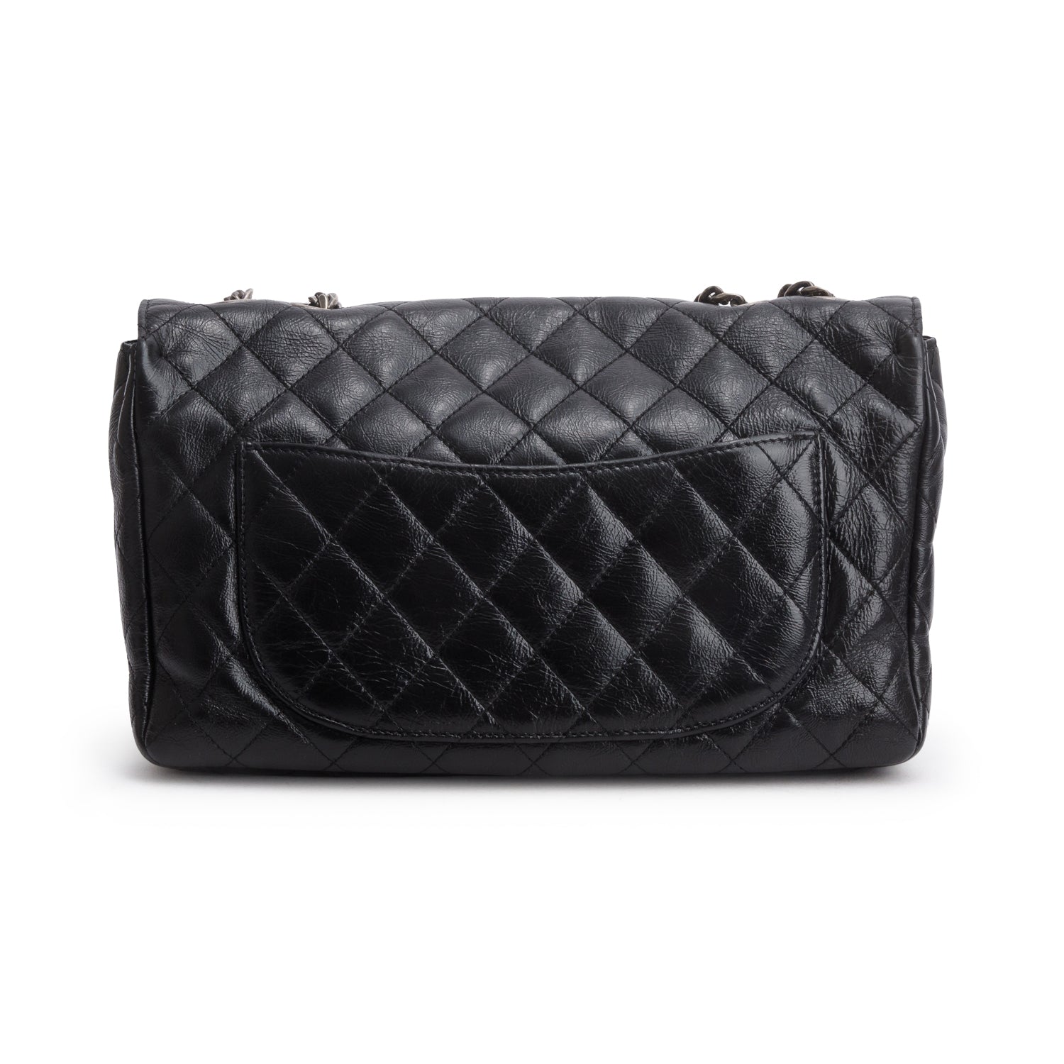 Chanel Black Aged Calfskin Timeless Classique Flap Bag w/ Authenticity Card