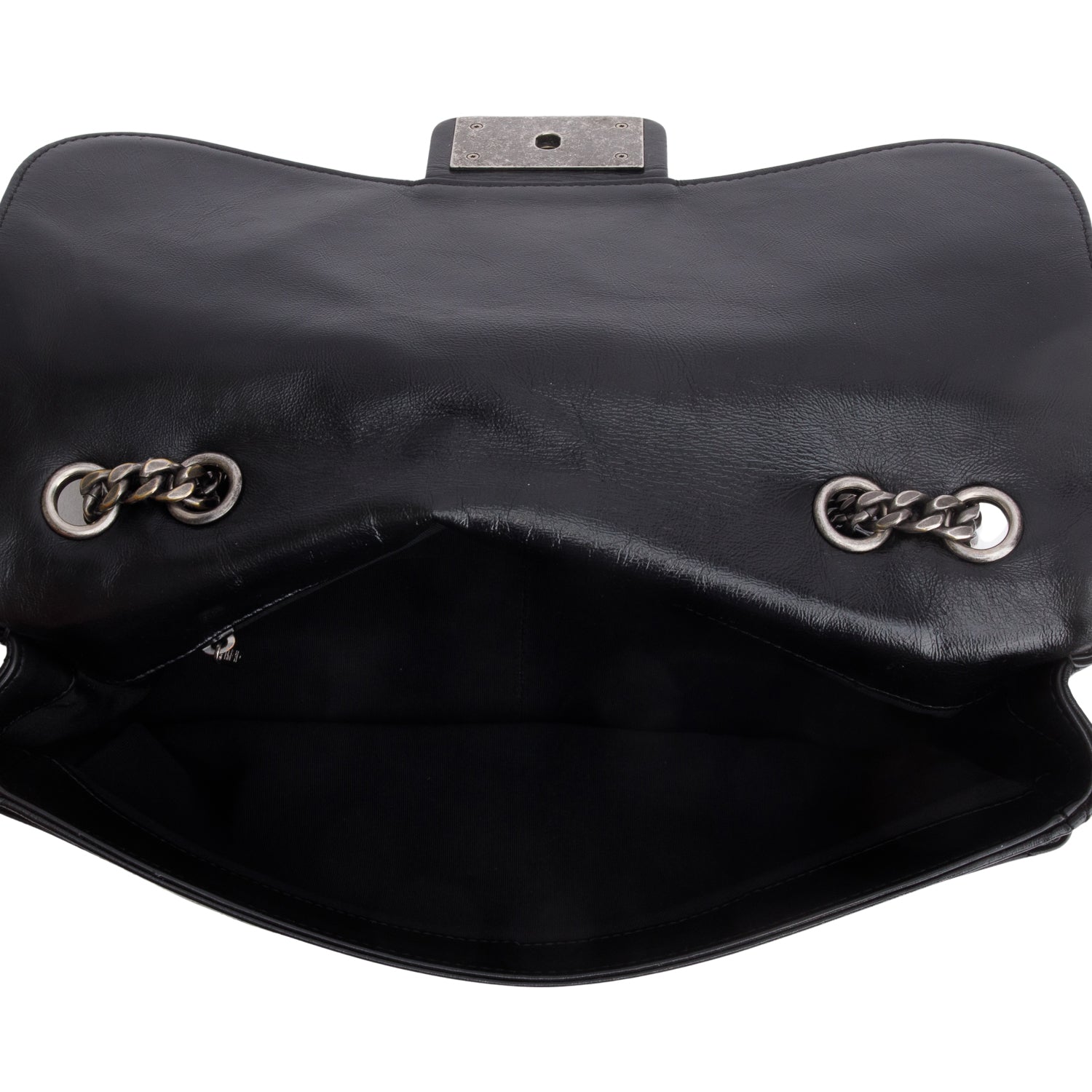 Chanel Black Aged Calfskin Timeless Classique Flap Bag w/ Authenticity Card