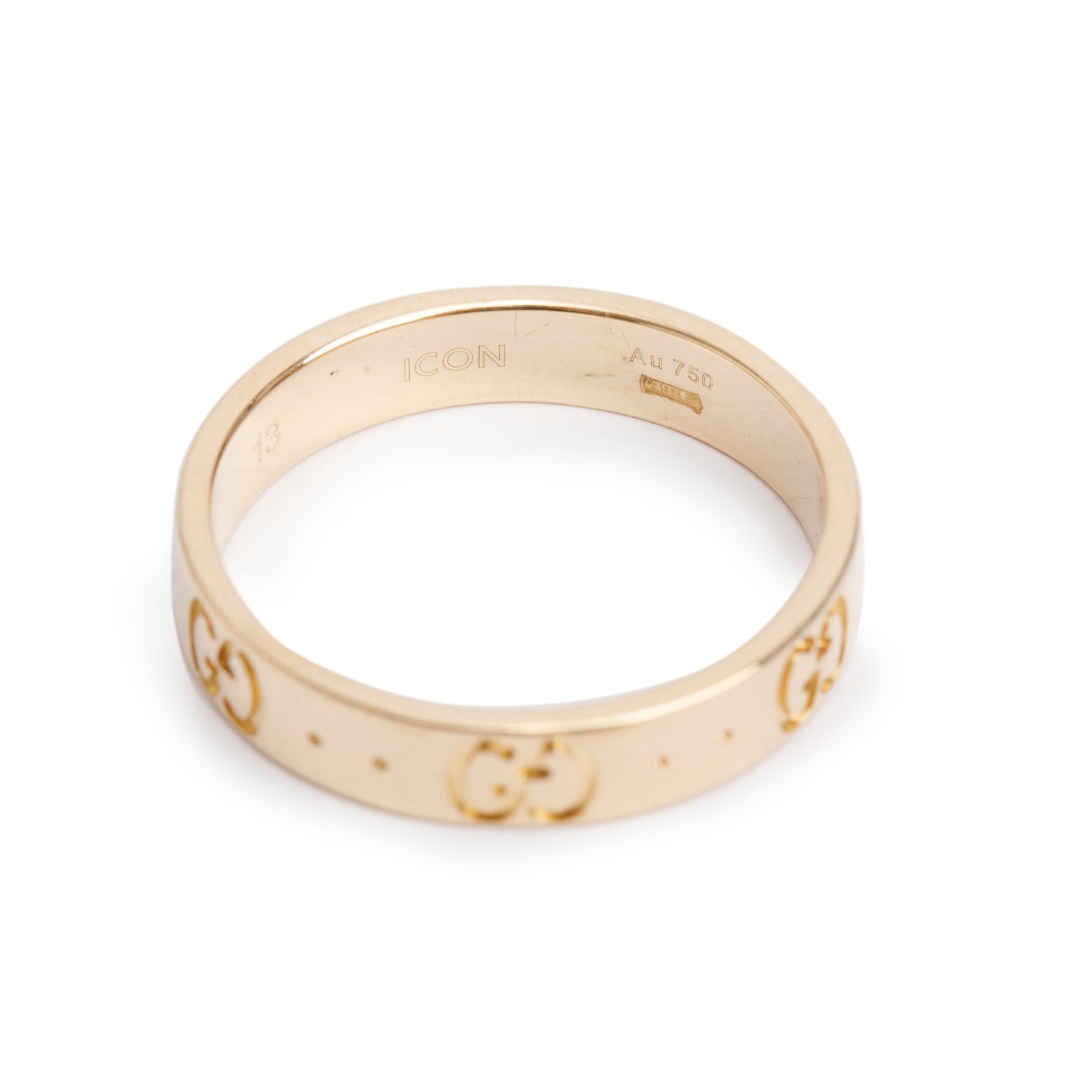 Gucci 18k Yellow Gold Icon 4 MM Thin Band Ring, Size 13 6.5 w/ Box