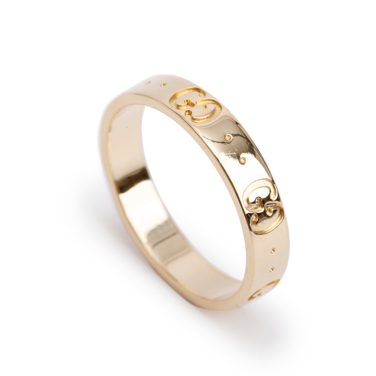 Gucci 18k Yellow Gold Icon 4 MM Thin Band Ring, Size 13 6.5 w/ Box
