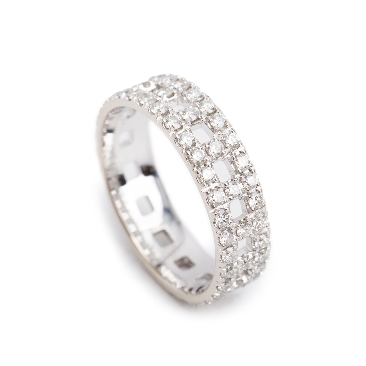Tiffany & Co. 18k White Gold Diamond T True Wide 5.5 MM Ring, Size 7 w/ Box